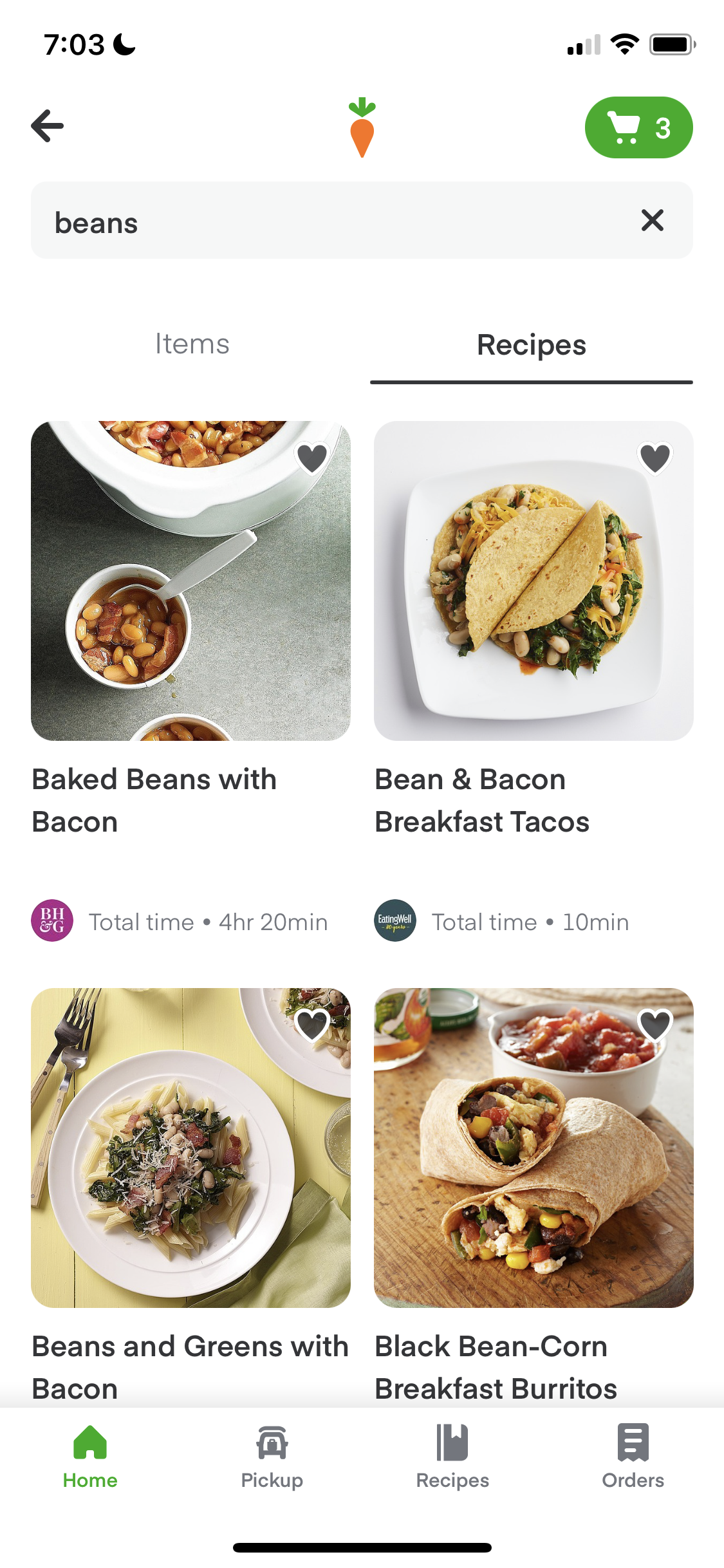 Screenshot of Recipes