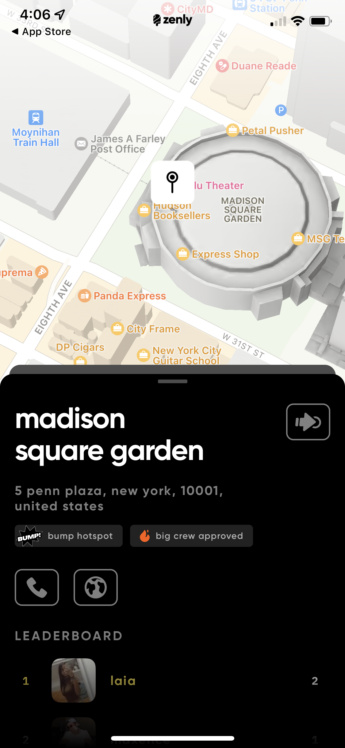 Screenshot of Location details