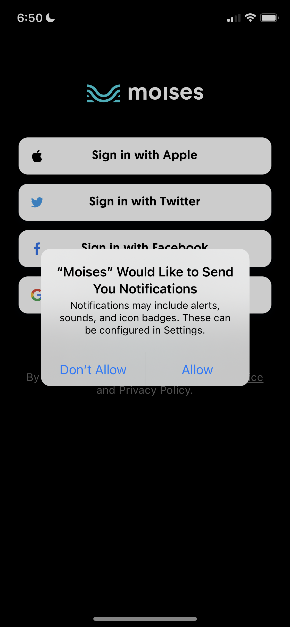 Screenshot of Enable notifications