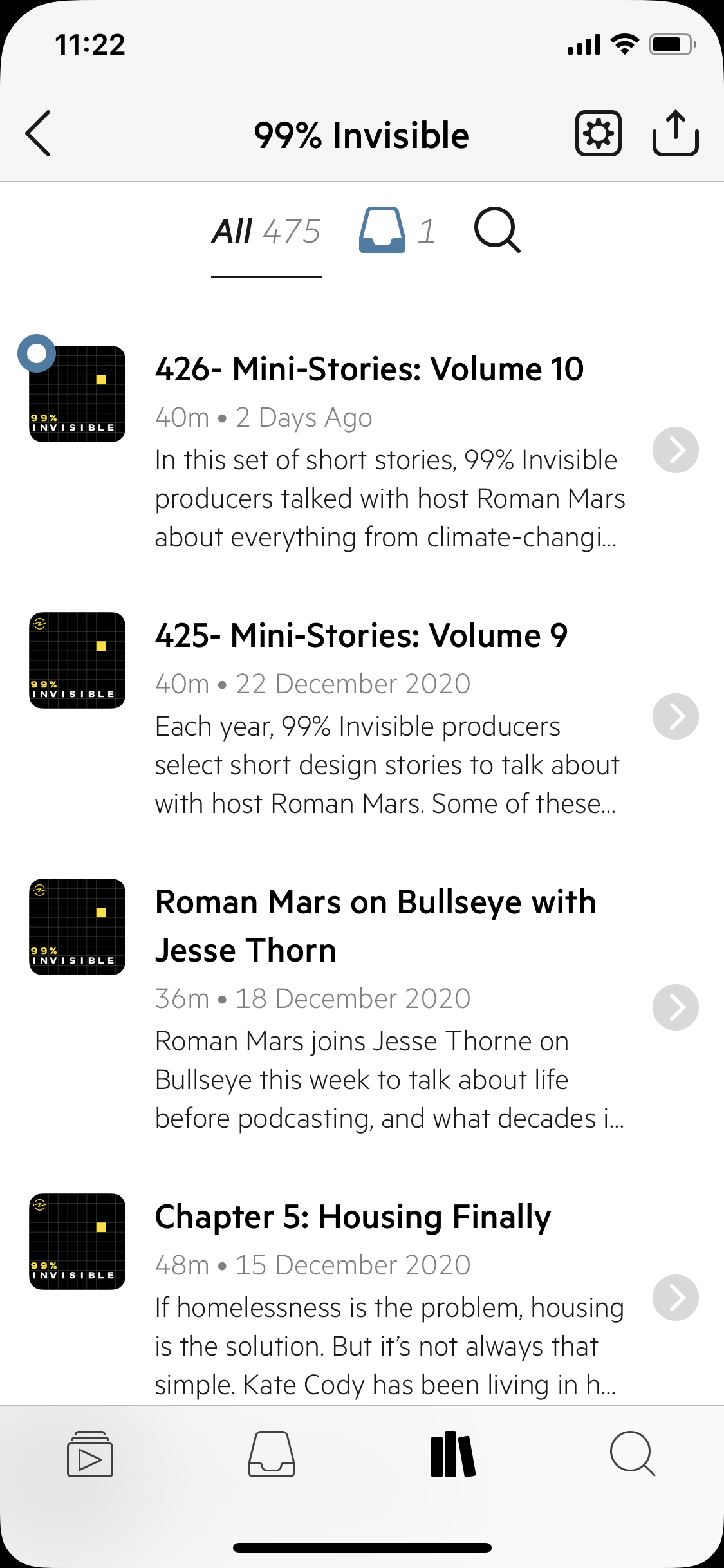 Screenshot of Episodes