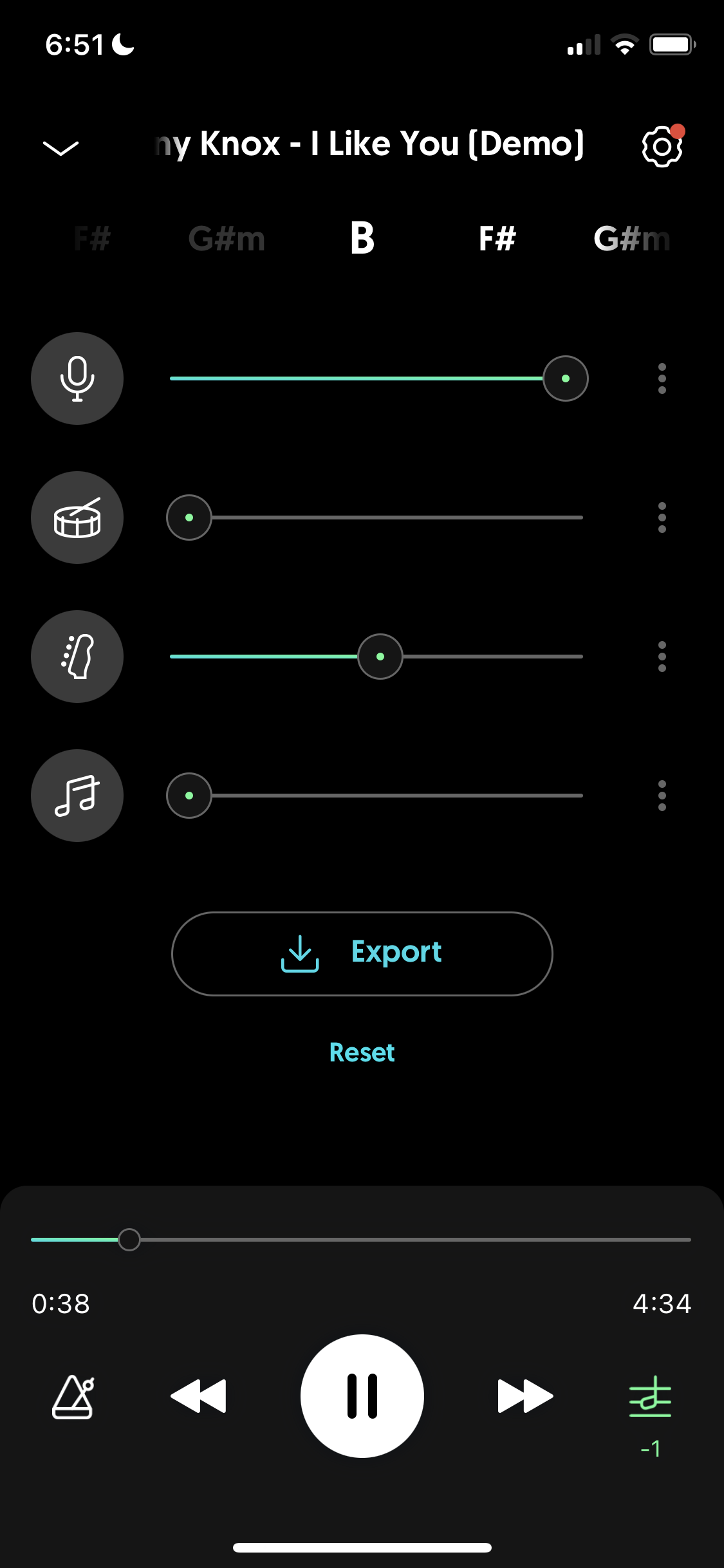 Screenshot of Audio settings