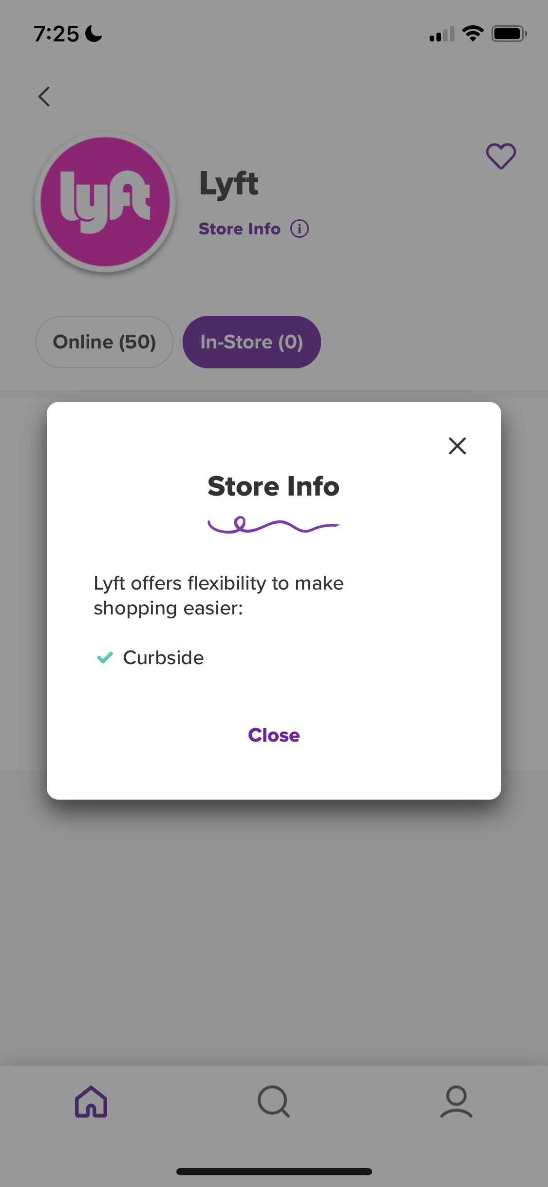 Screenshot of Store details