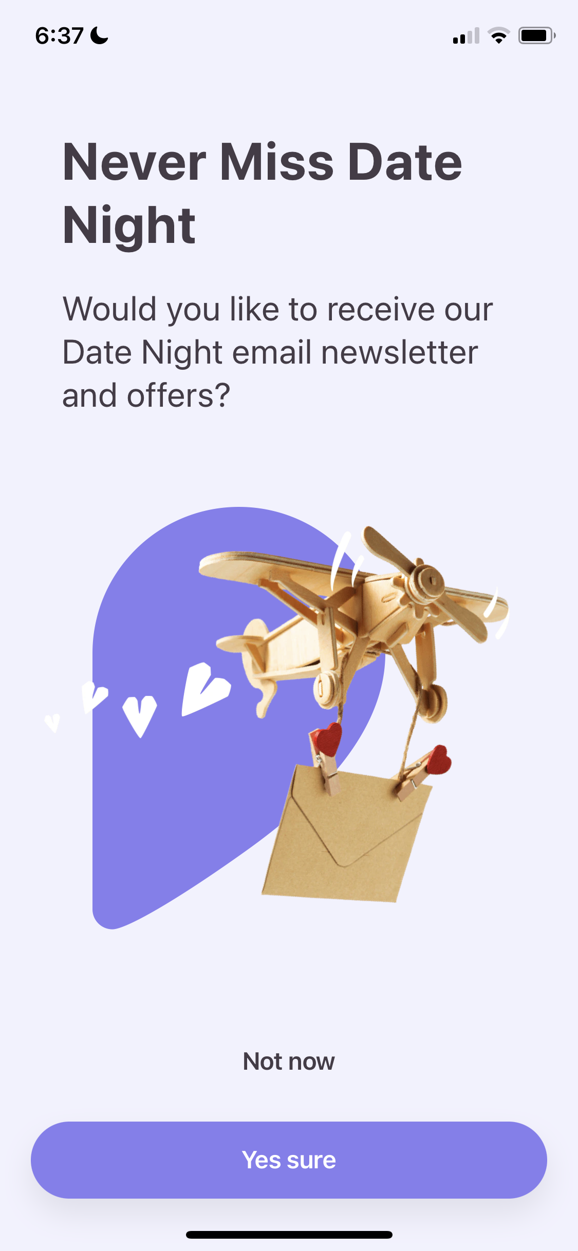 Screenshot of Newsletter opt-in