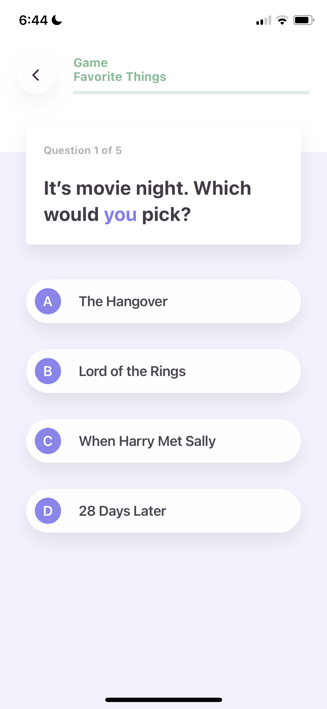 Screenshot of Quiz