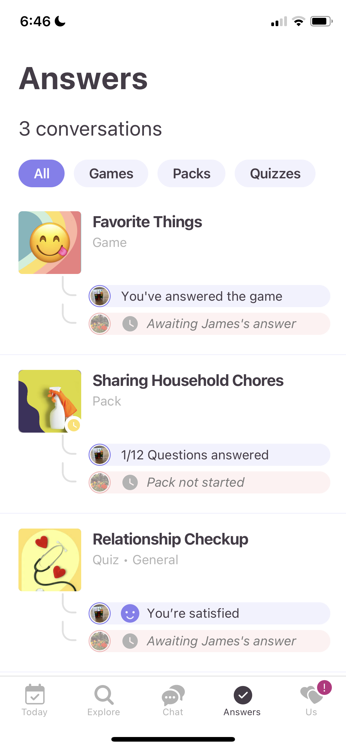 Screenshot of Answers