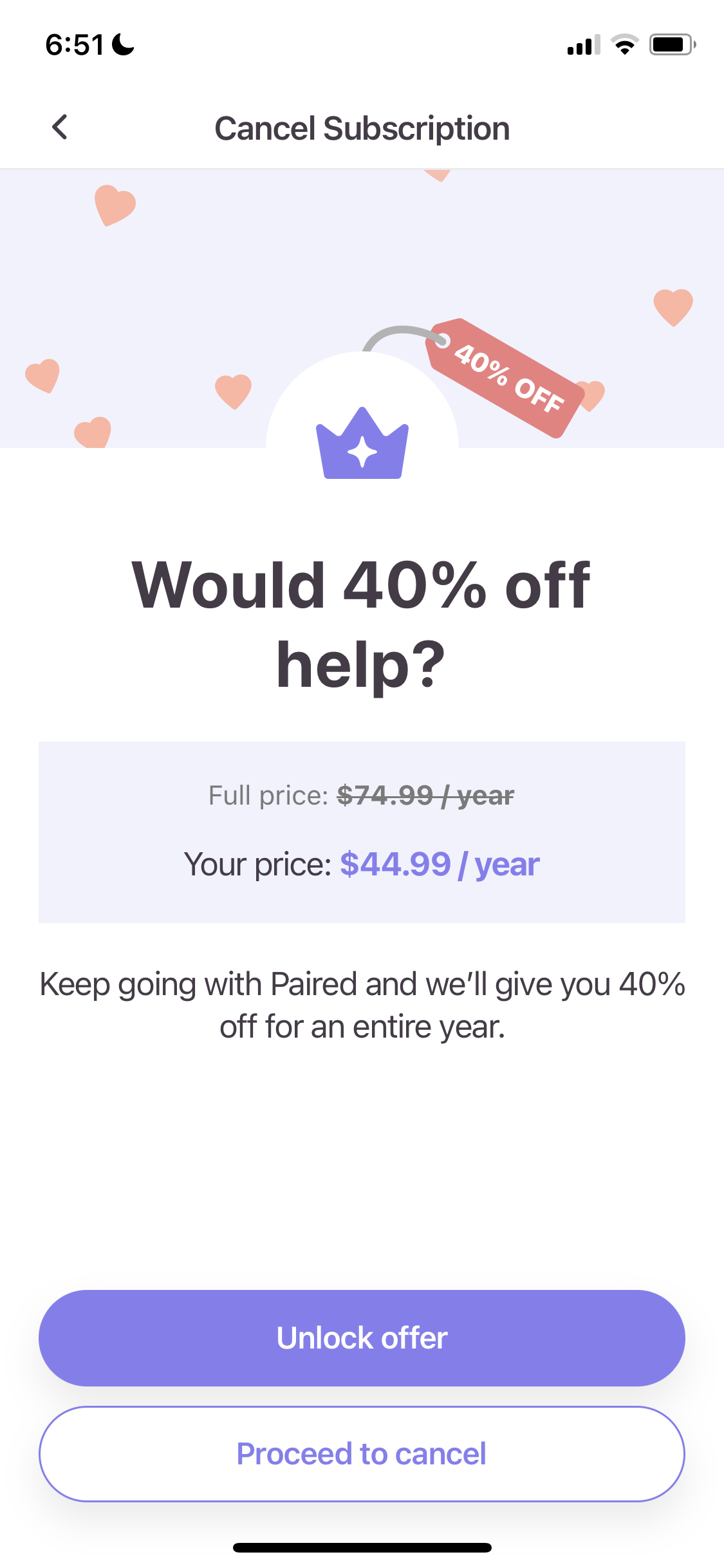 Screenshot of Offer details