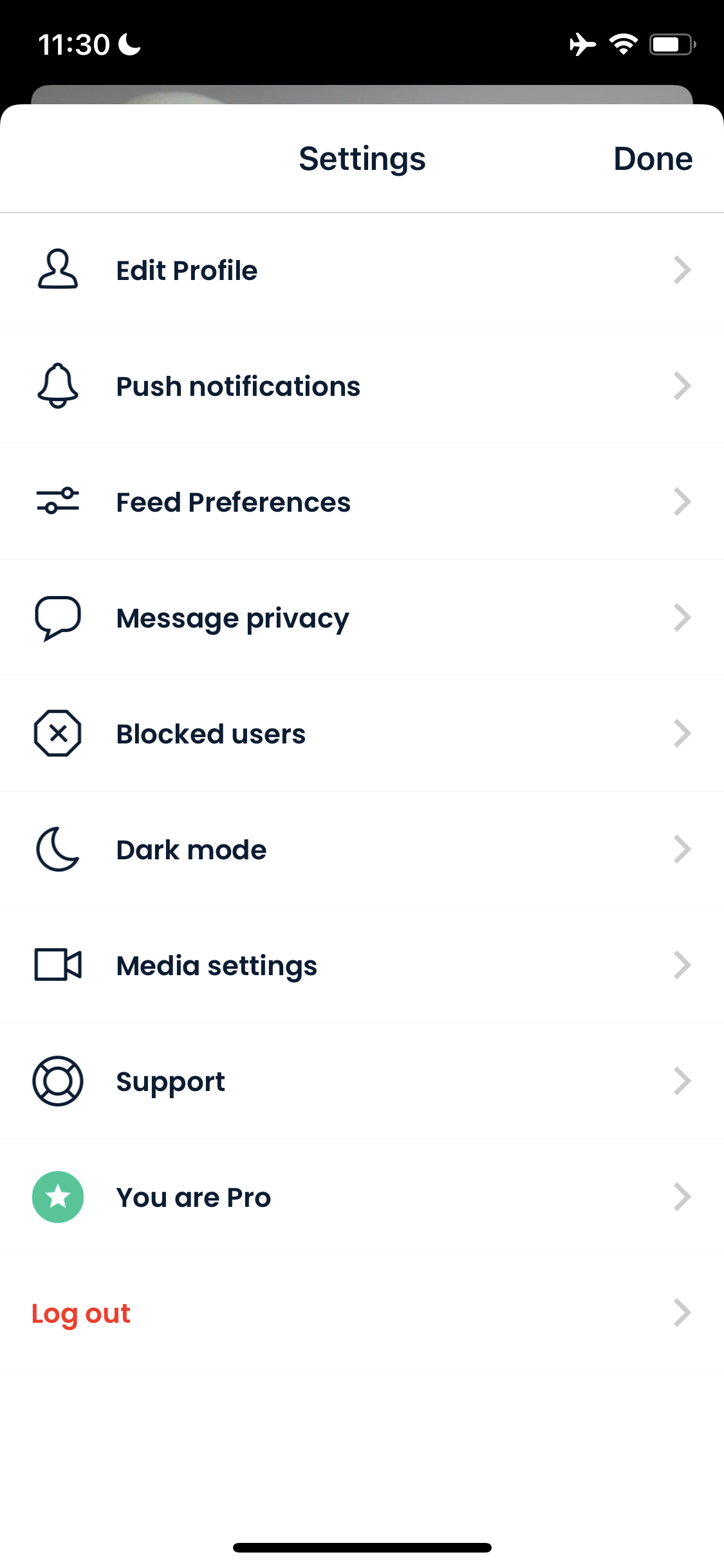 Screenshot of Settings