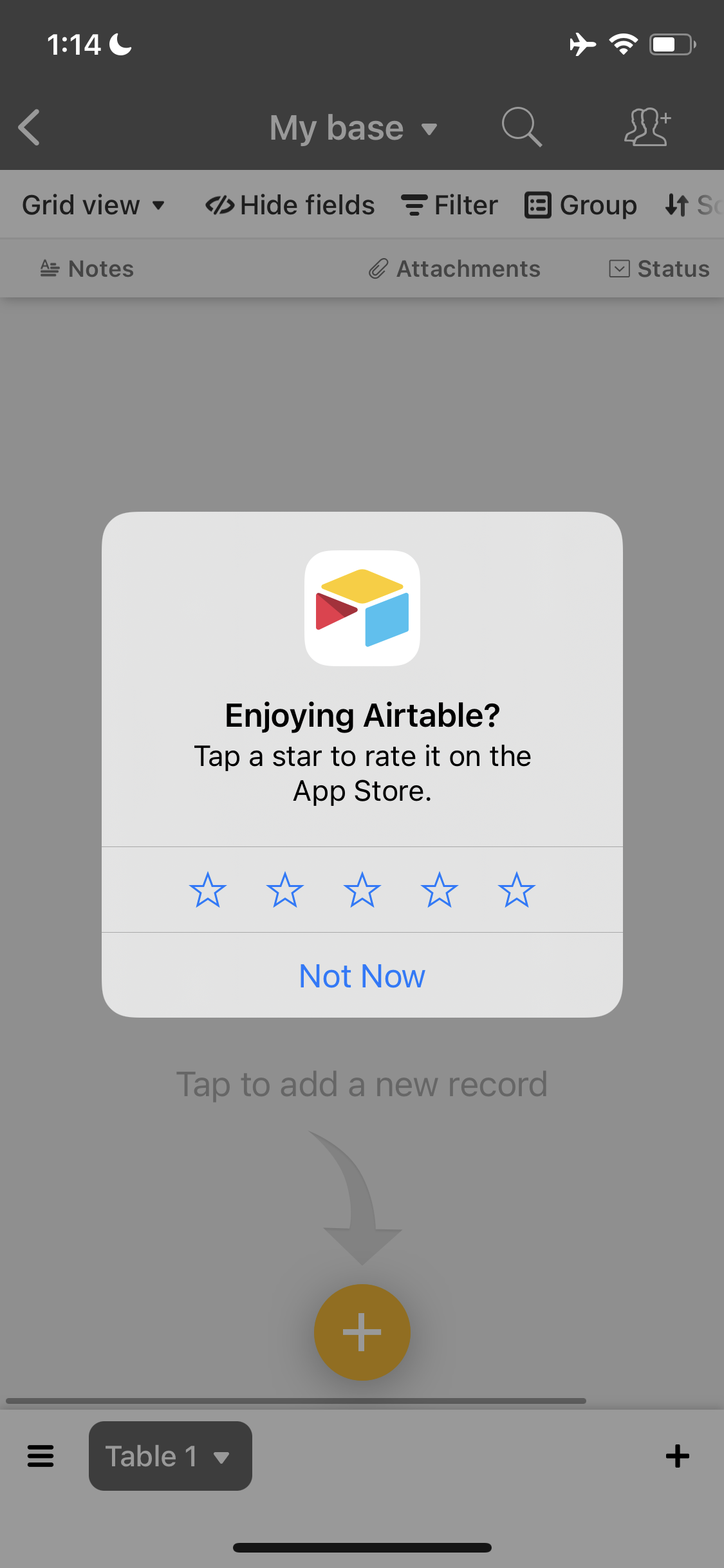 Screenshot of Rating prompt