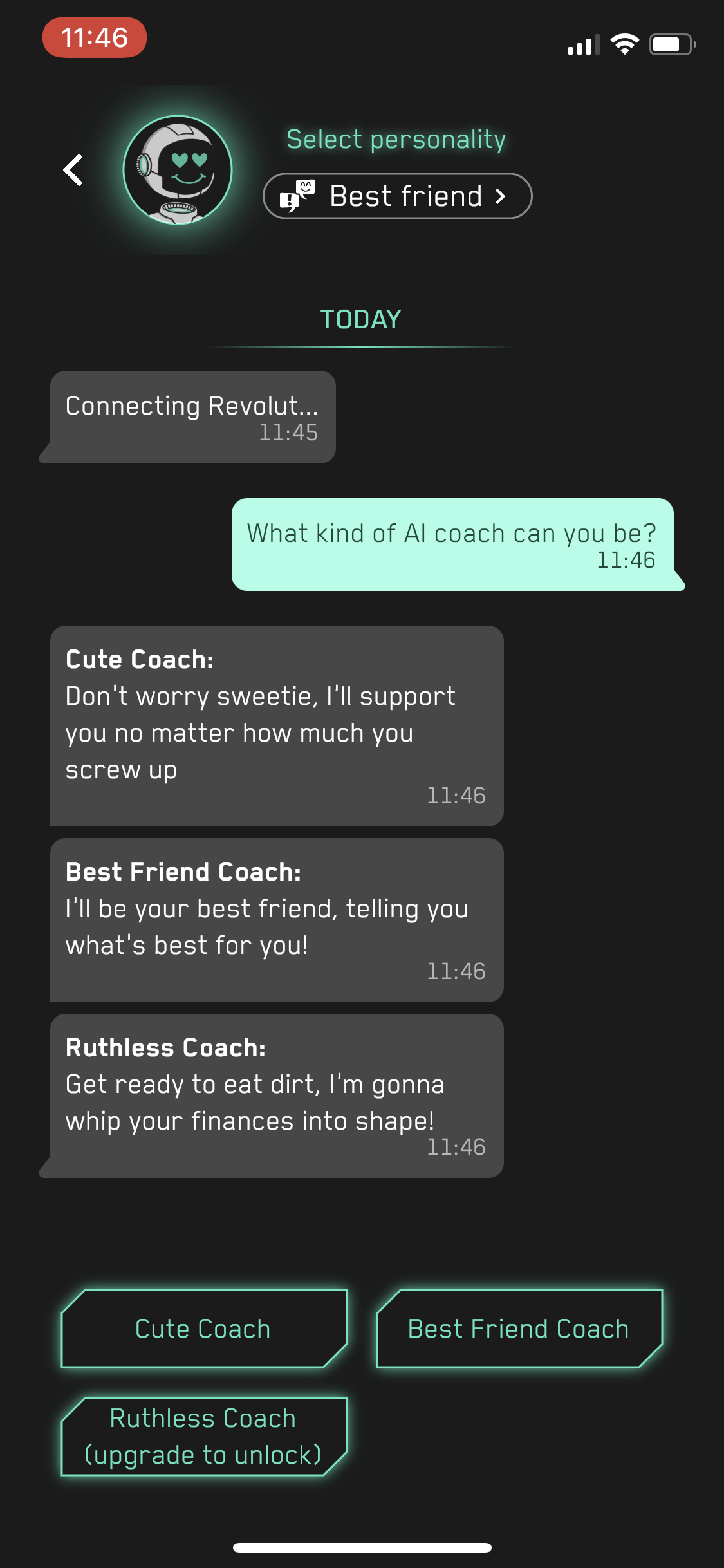 Screenshot of Chat bot