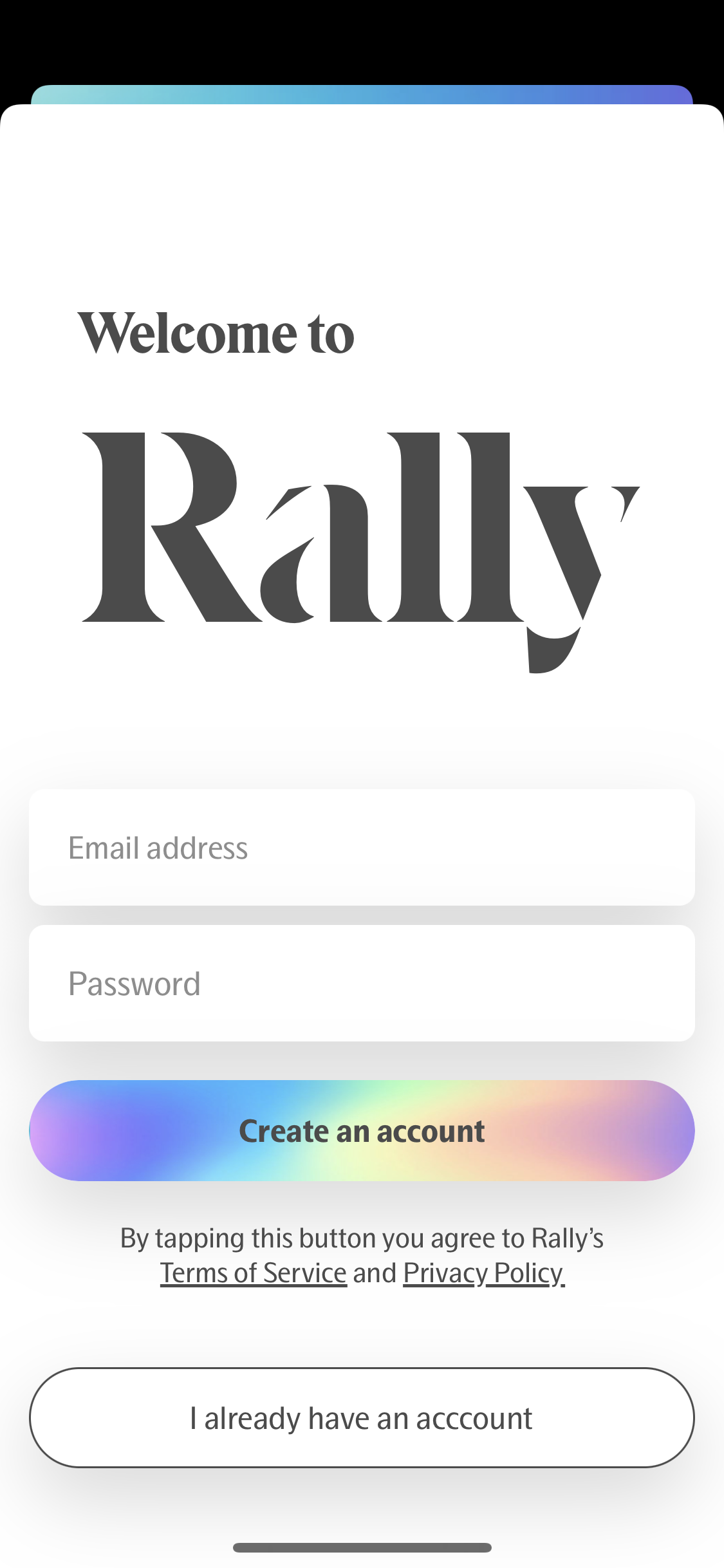 Screenshot of Sign up