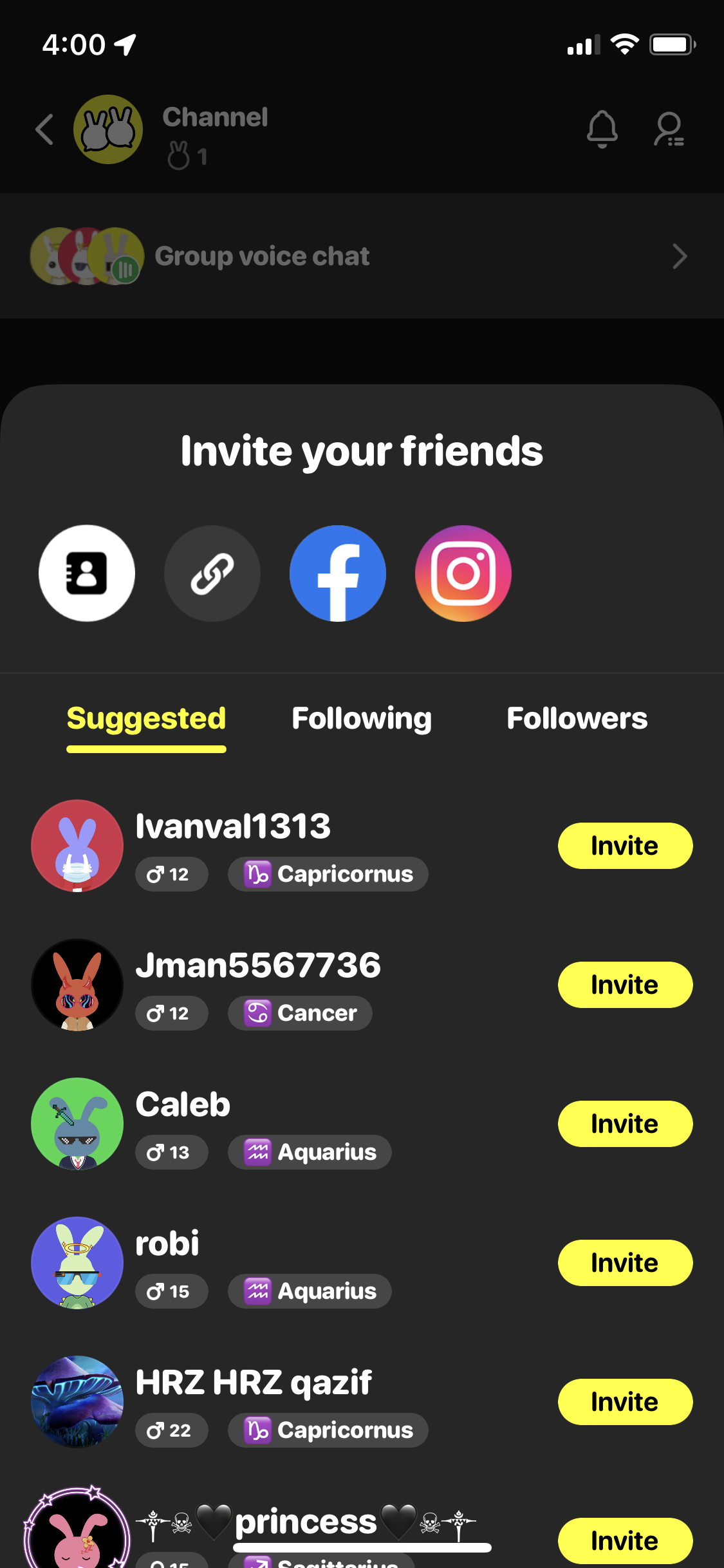 Screenshot of Invite people