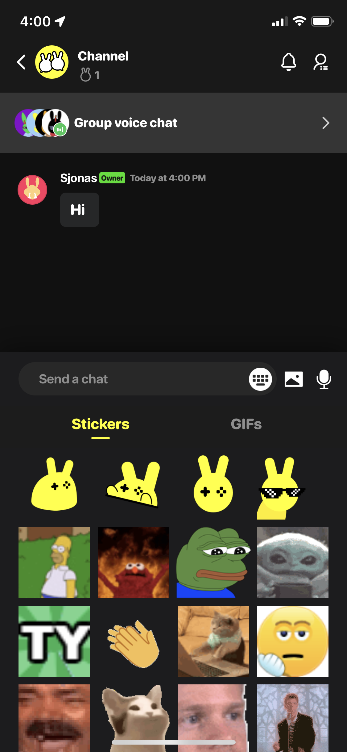 Screenshot of Stickers