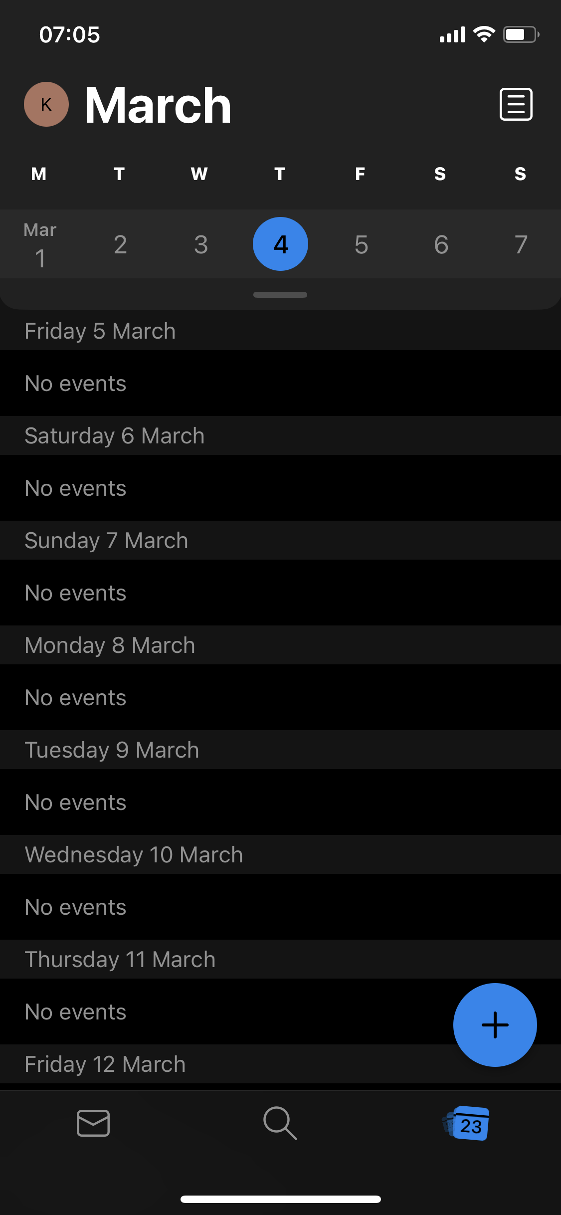 Screenshot of Calendar