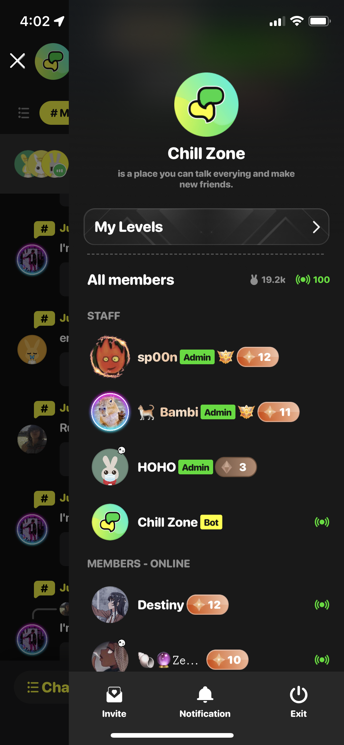 Screenshot of Members