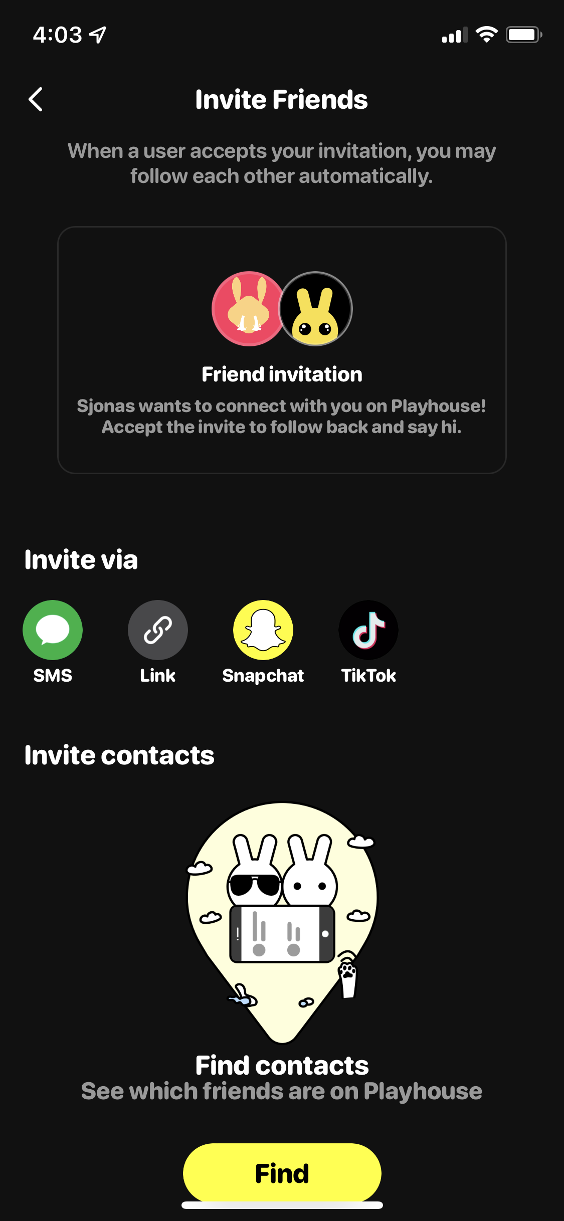 Screenshot of Invite people