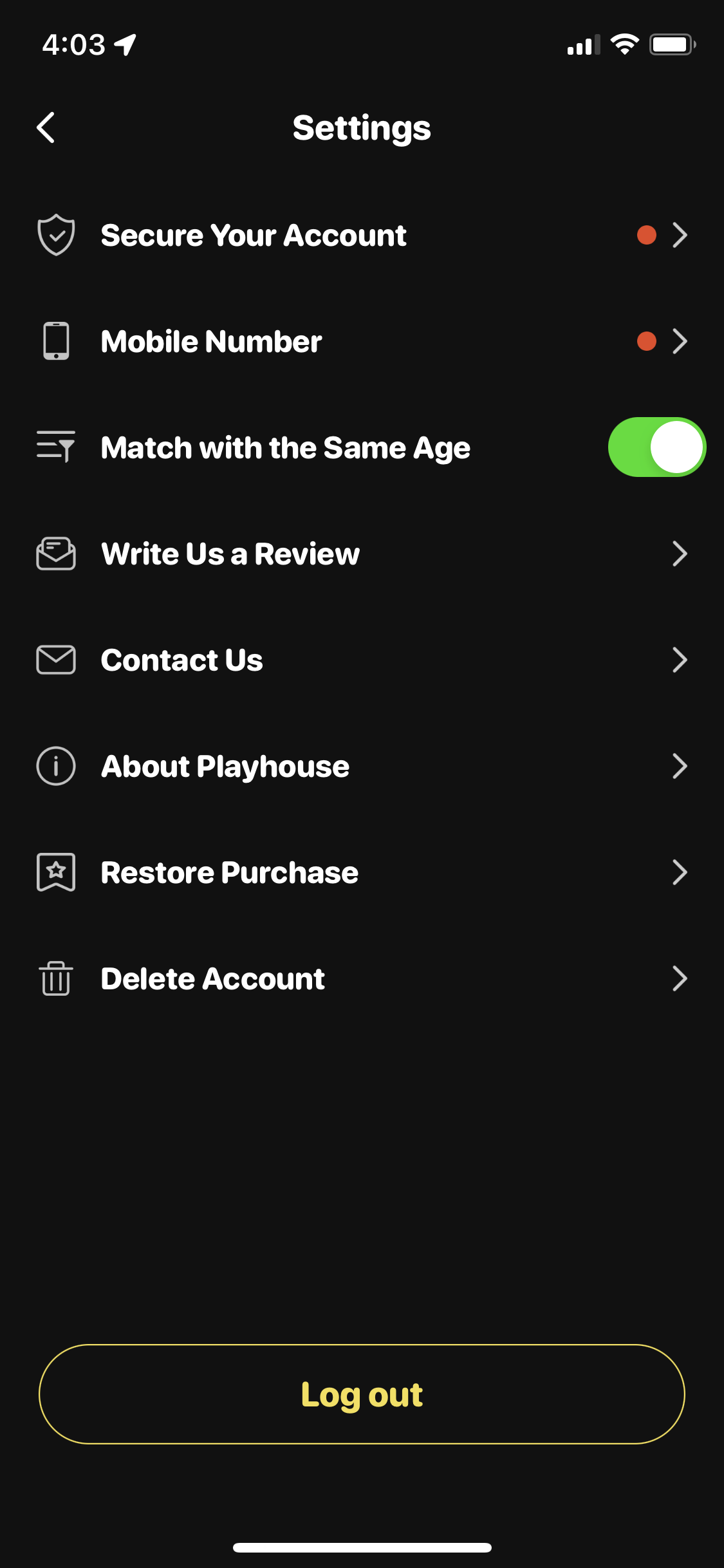 Screenshot of Settings