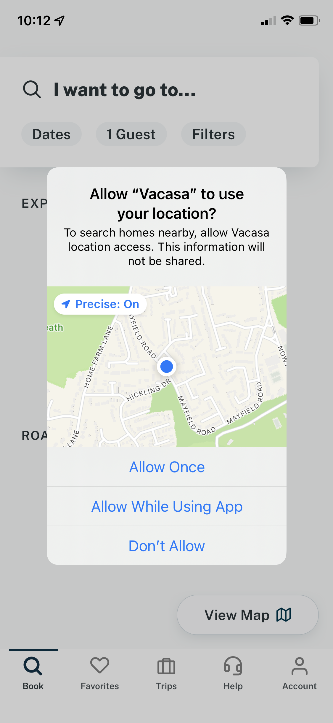 Screenshot of Enable location services