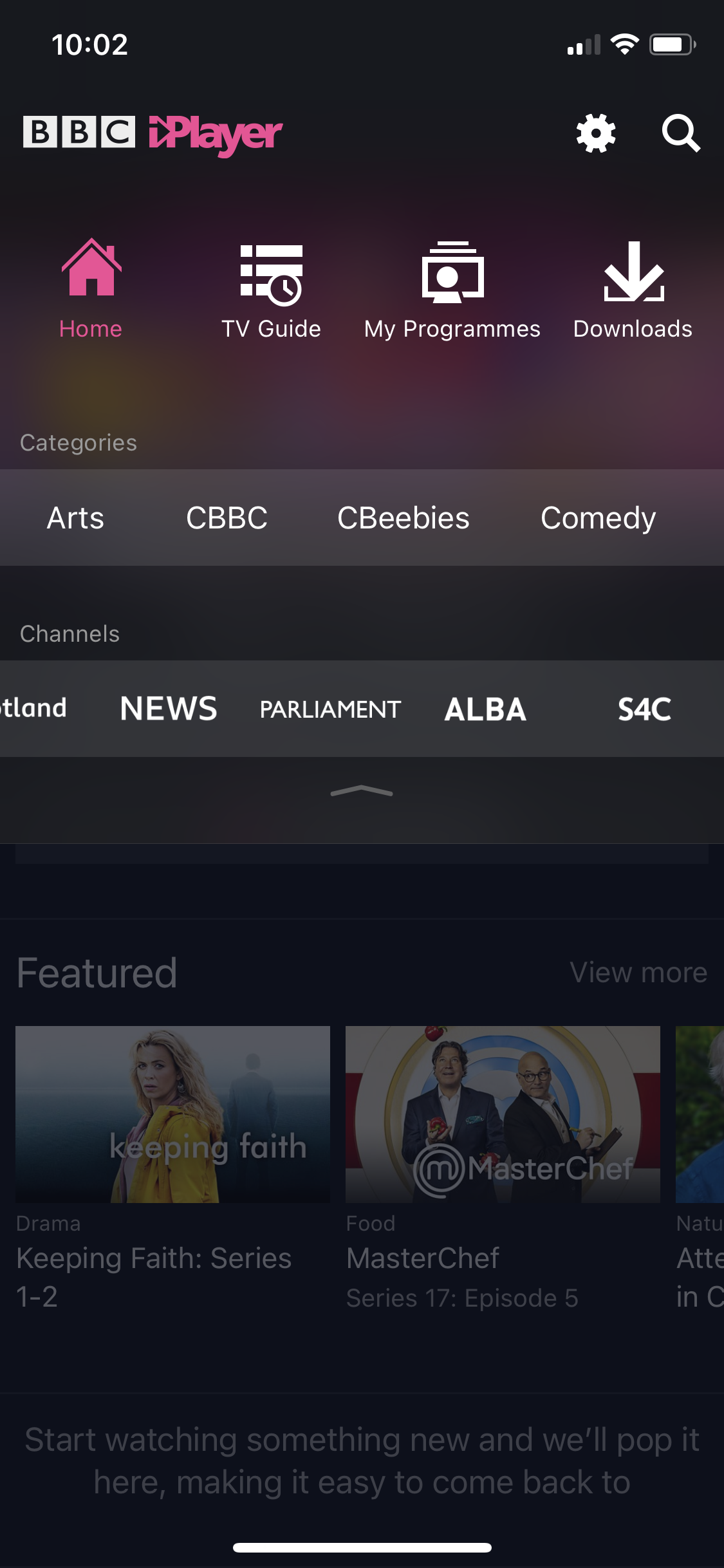 General browsing on BBC iPlayer video thumbnail