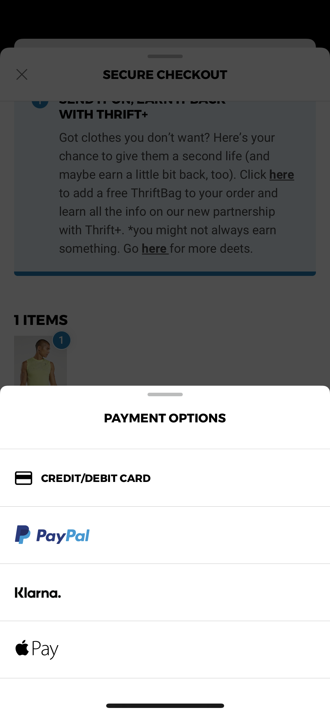 Screenshot of Select payment method