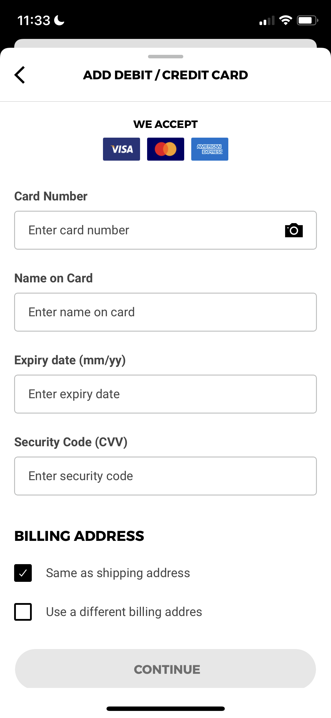 Screenshot of Add payment method