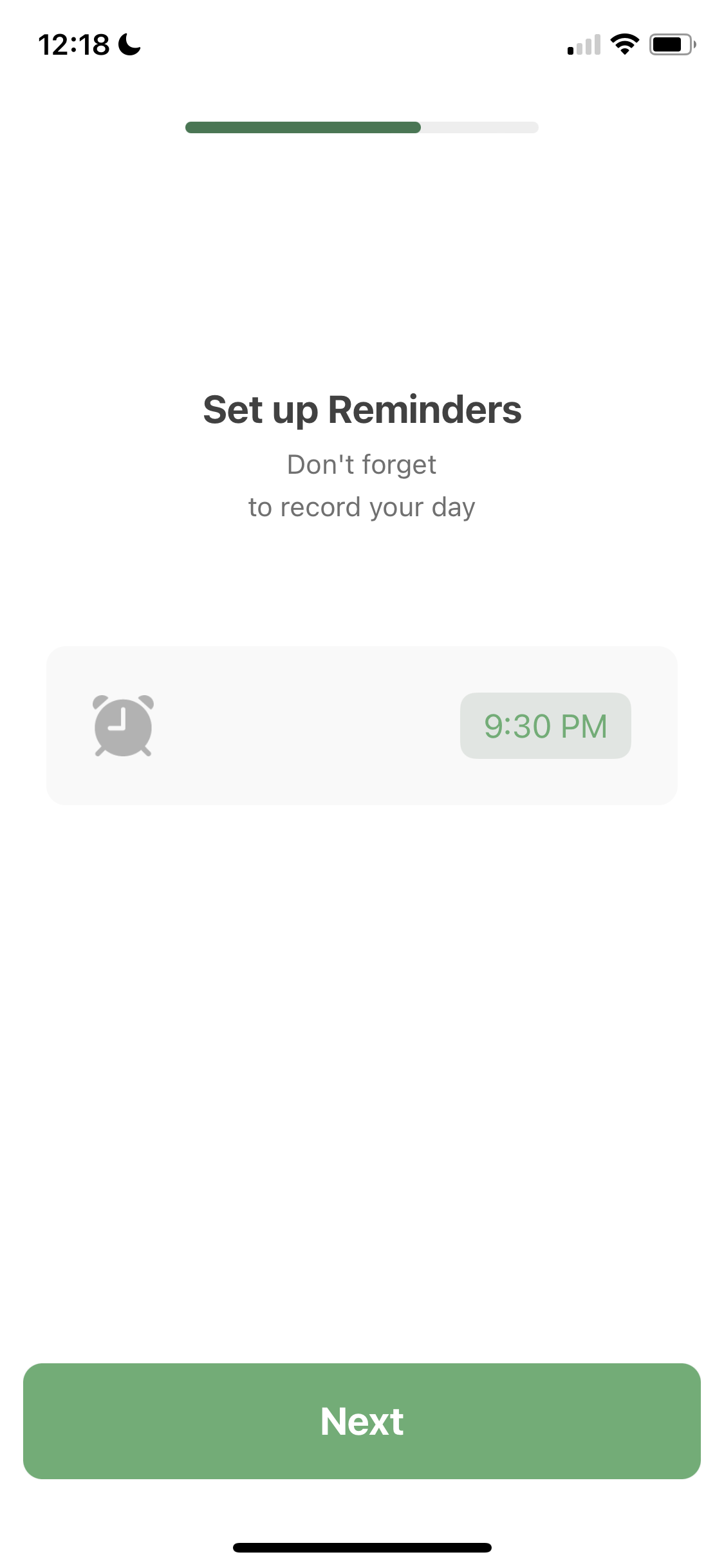 Screenshot of Set reminders