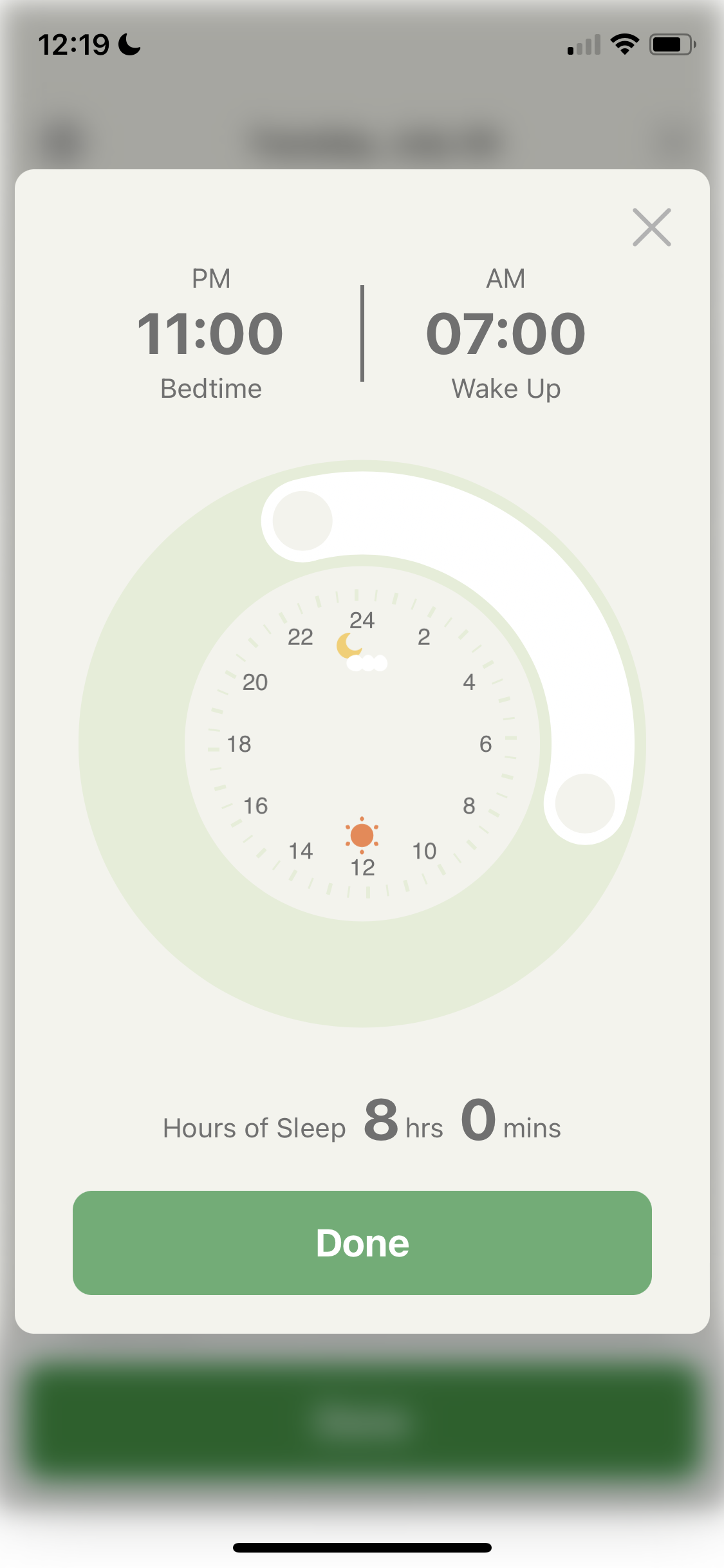 Screenshot of Track sleep