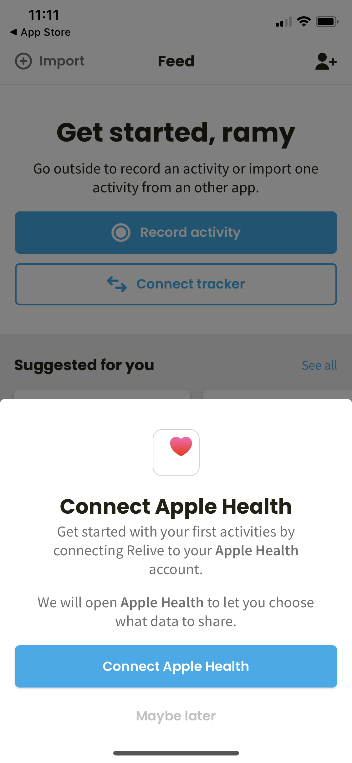 Screenshot of Connect Apple Health