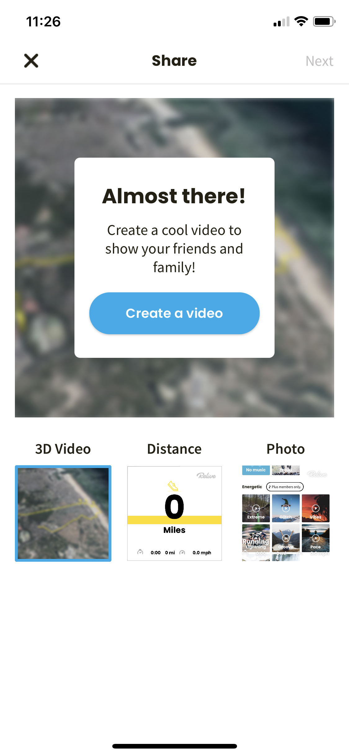 General browsing on Relive video thumbnail