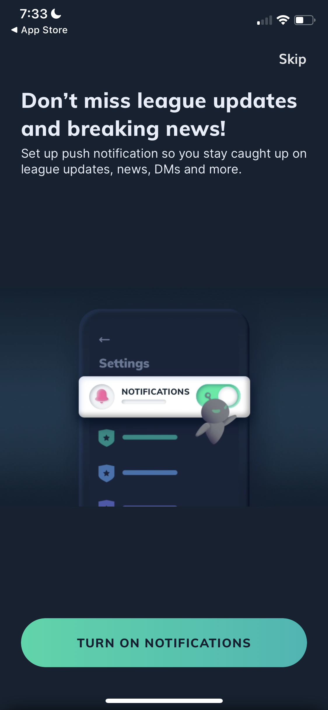 Screenshot of Enable notifications