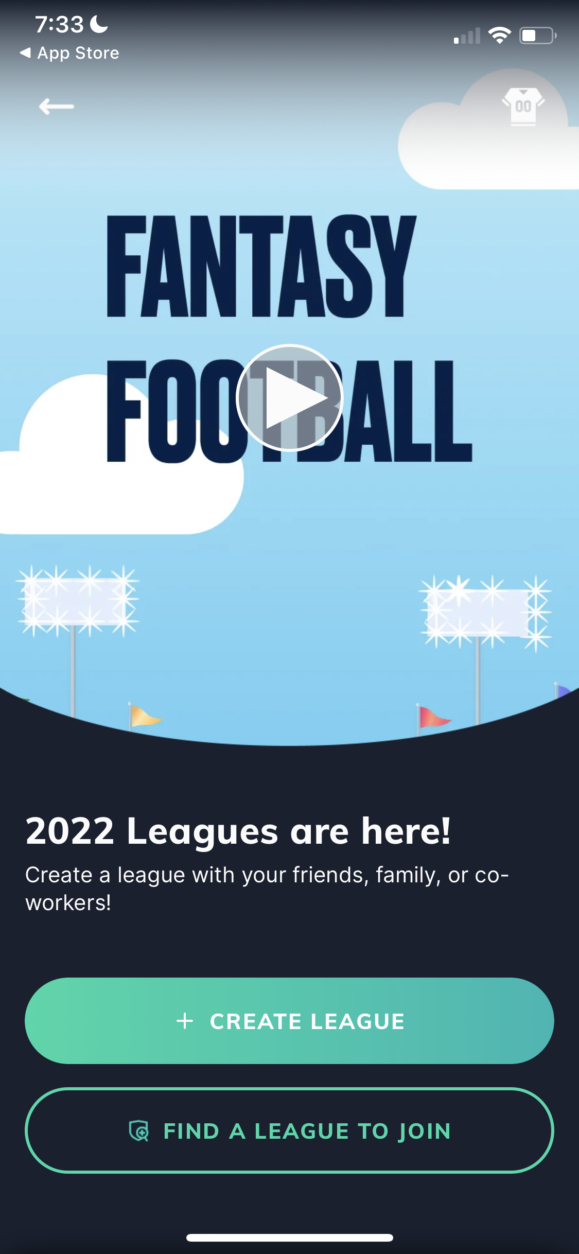 Screenshot of Join league