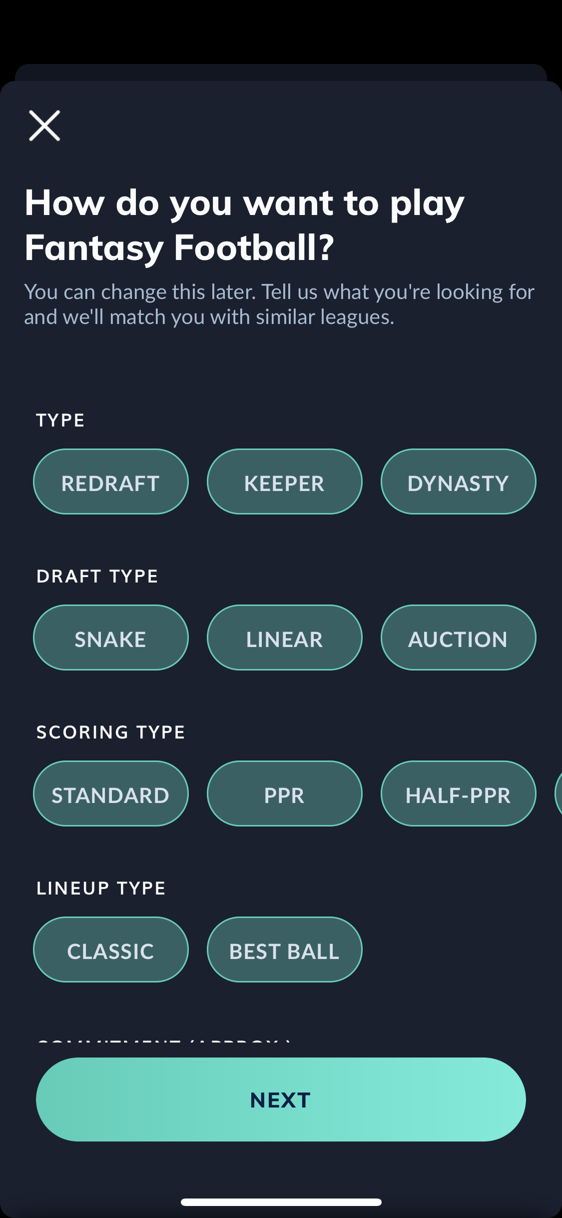 Screenshot of Set preferences