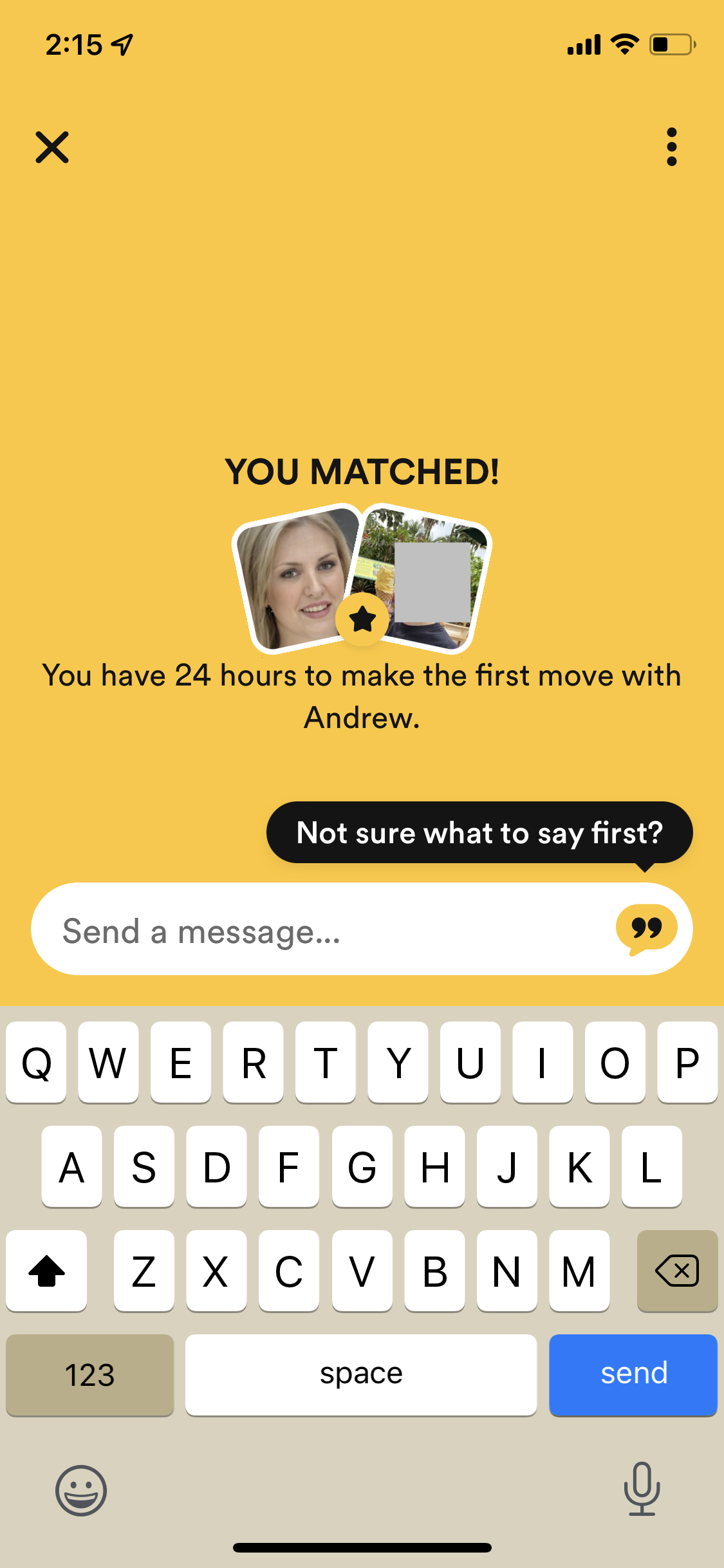 Finding a match screenshot