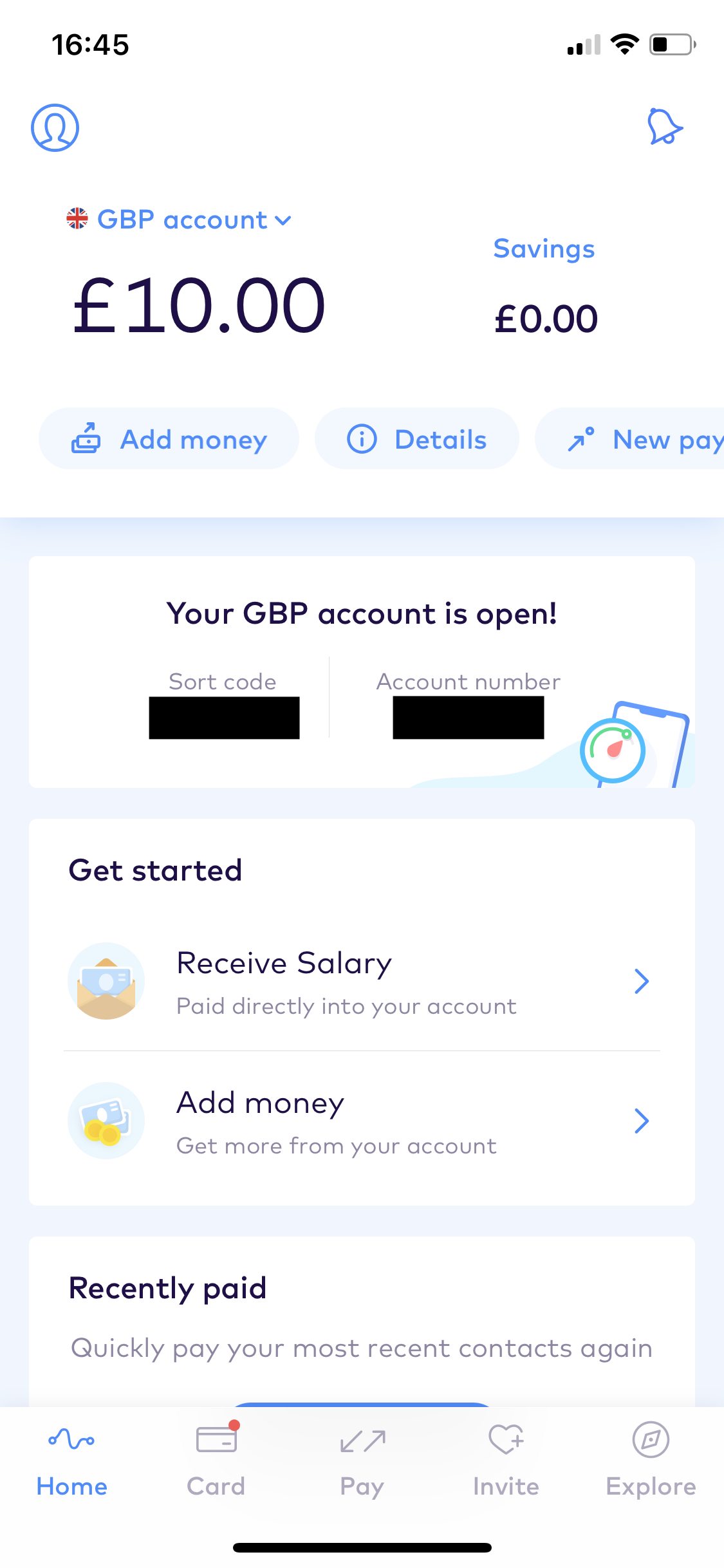 Depositing funds screenshot