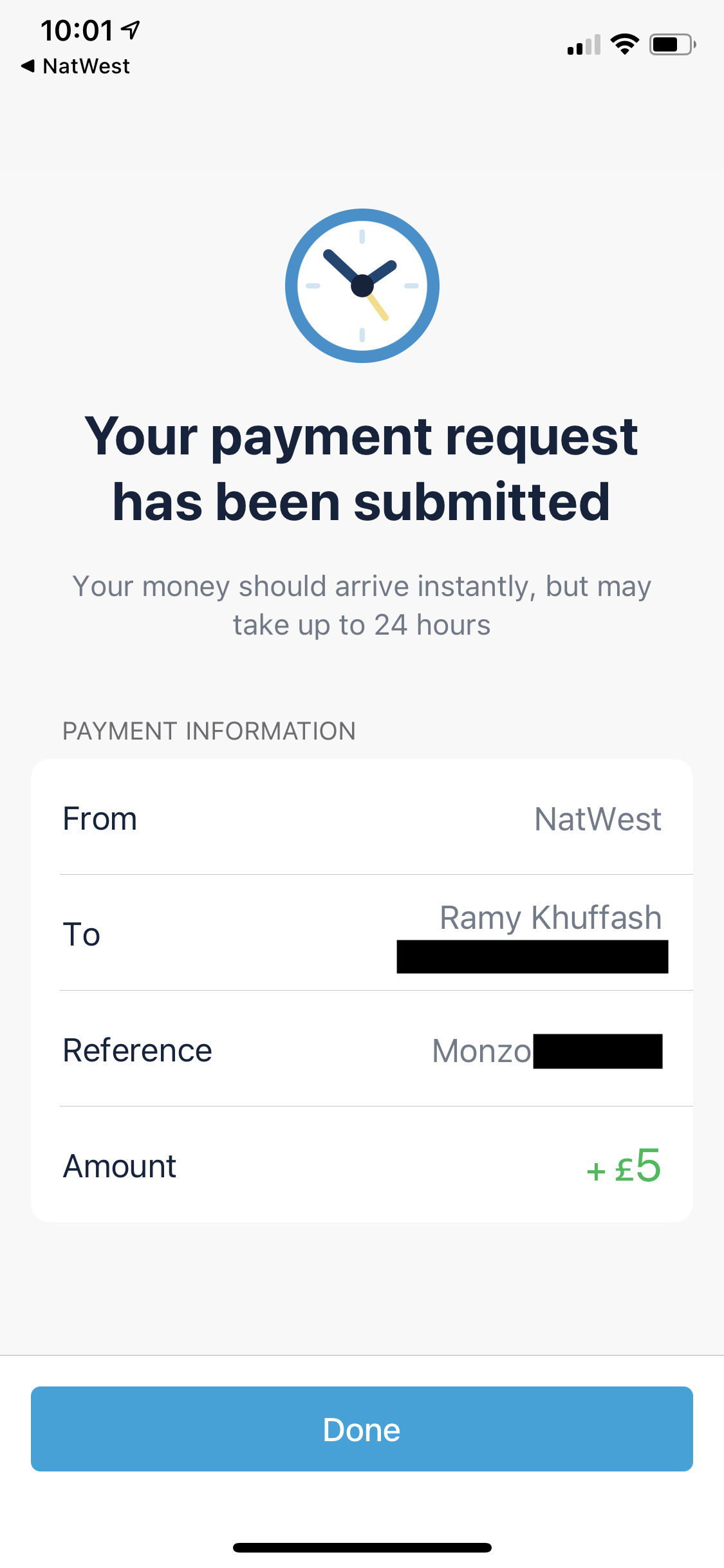 Depositing funds screenshot