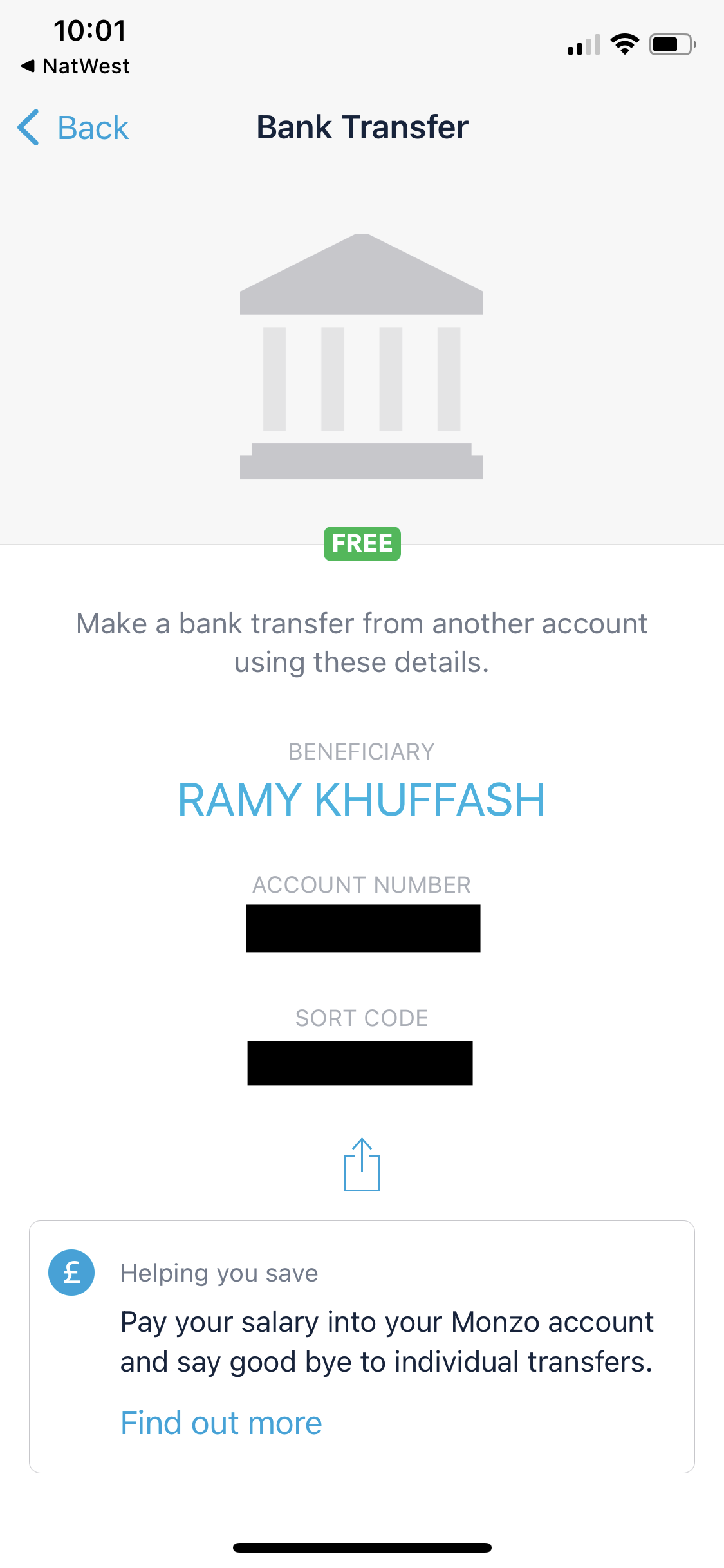 Depositing funds screenshot