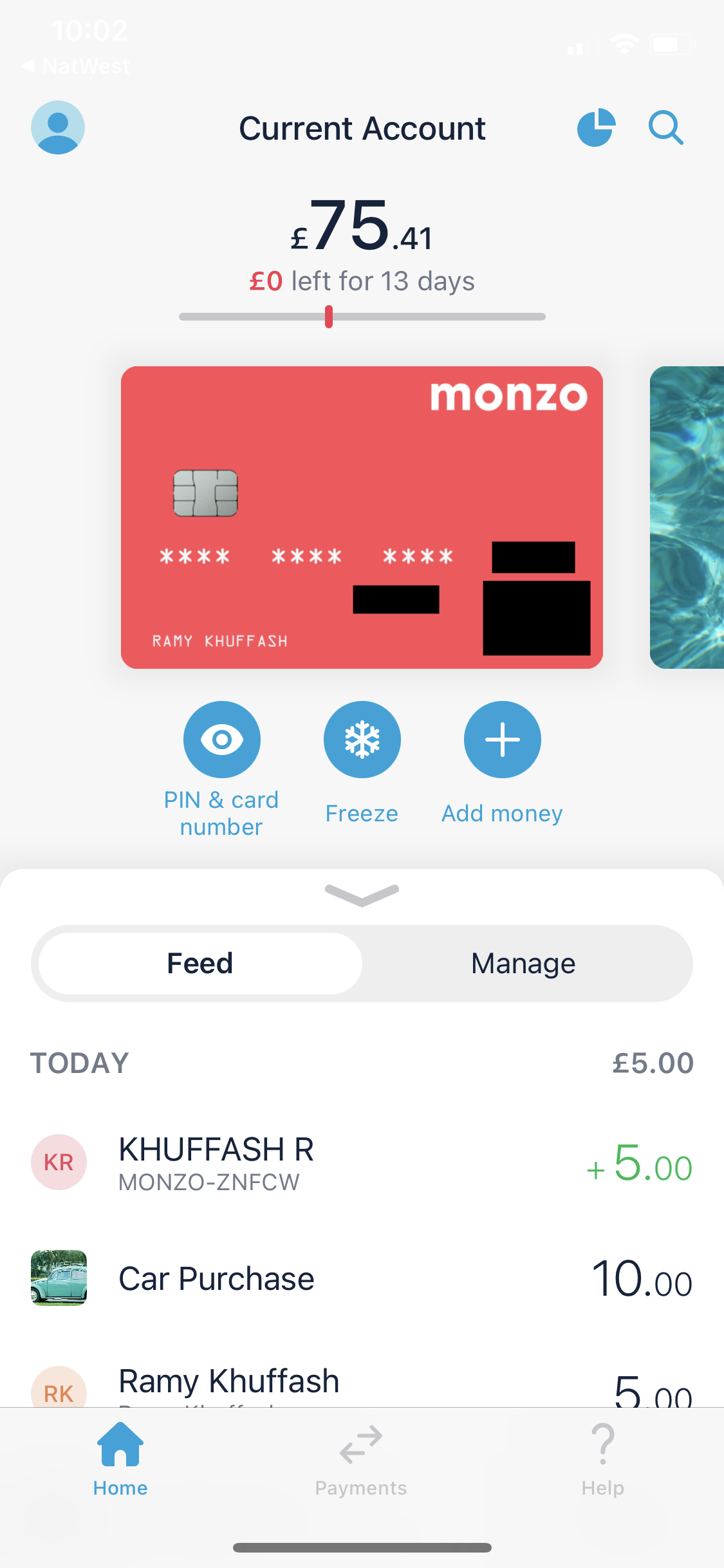 Depositing funds screenshot