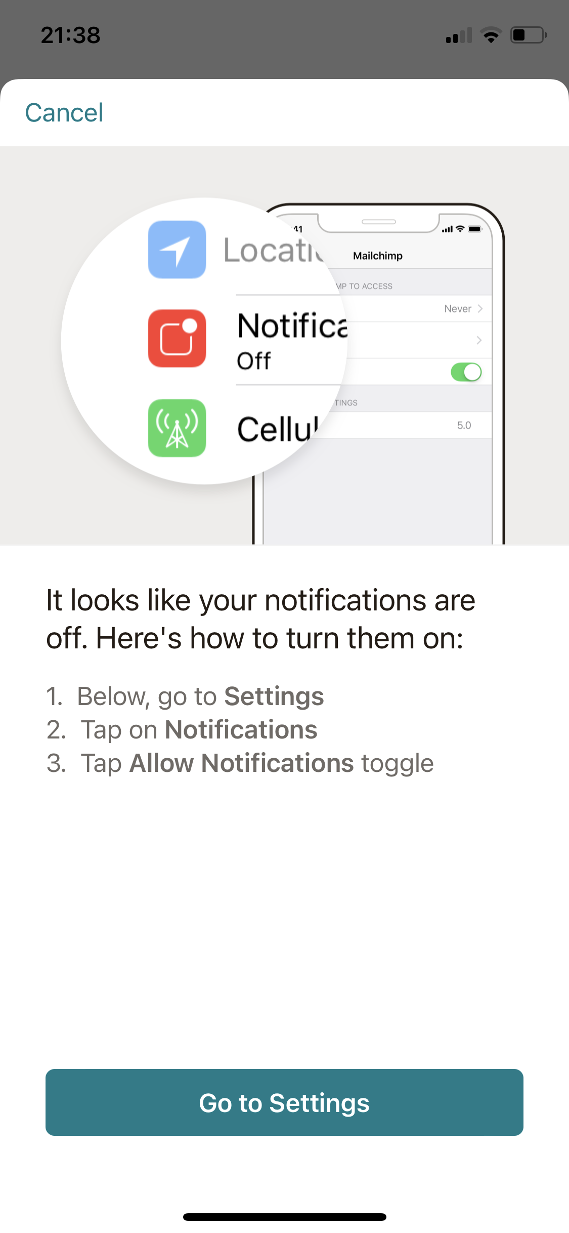 Screenshot of Enable notifications