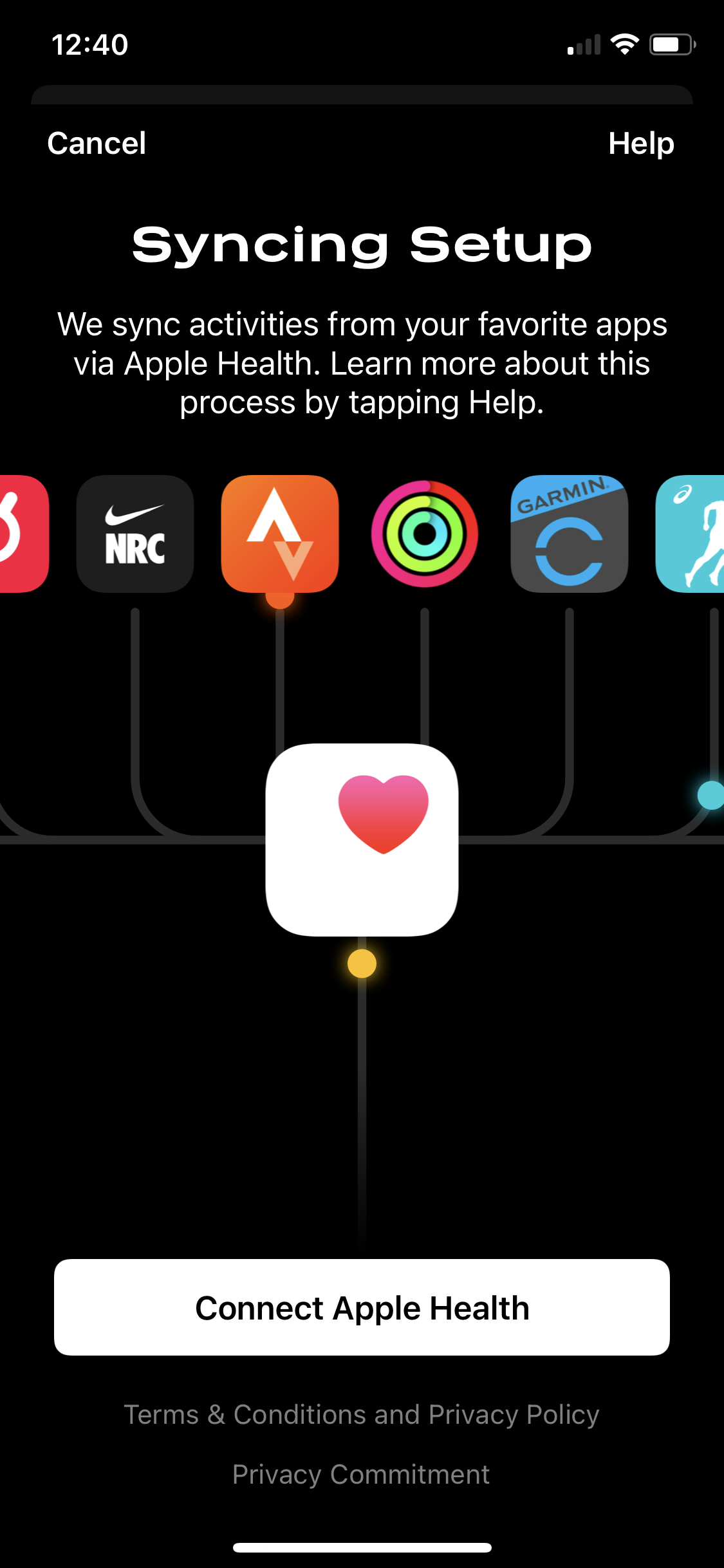 Screenshot of Connect Apple Health