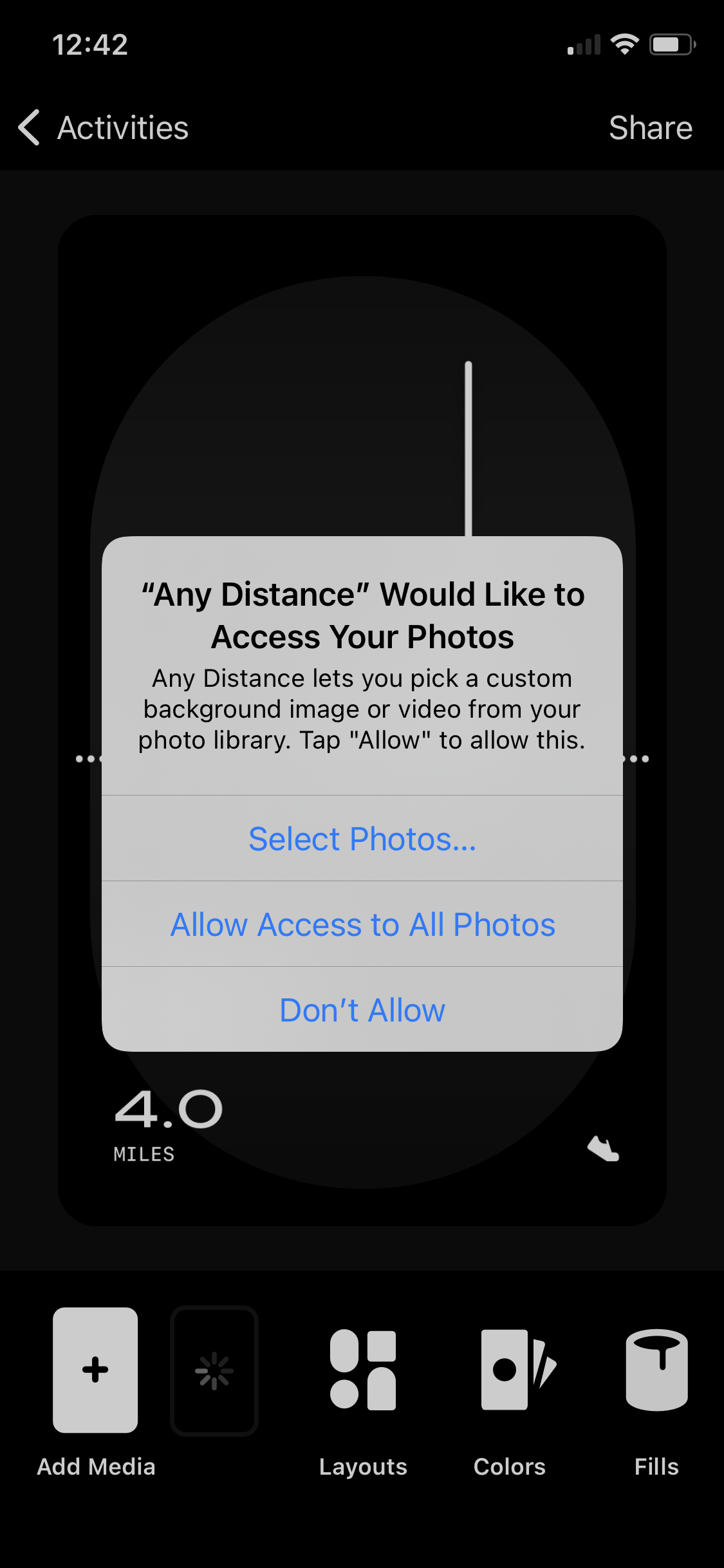 Screenshot of Enable photo access