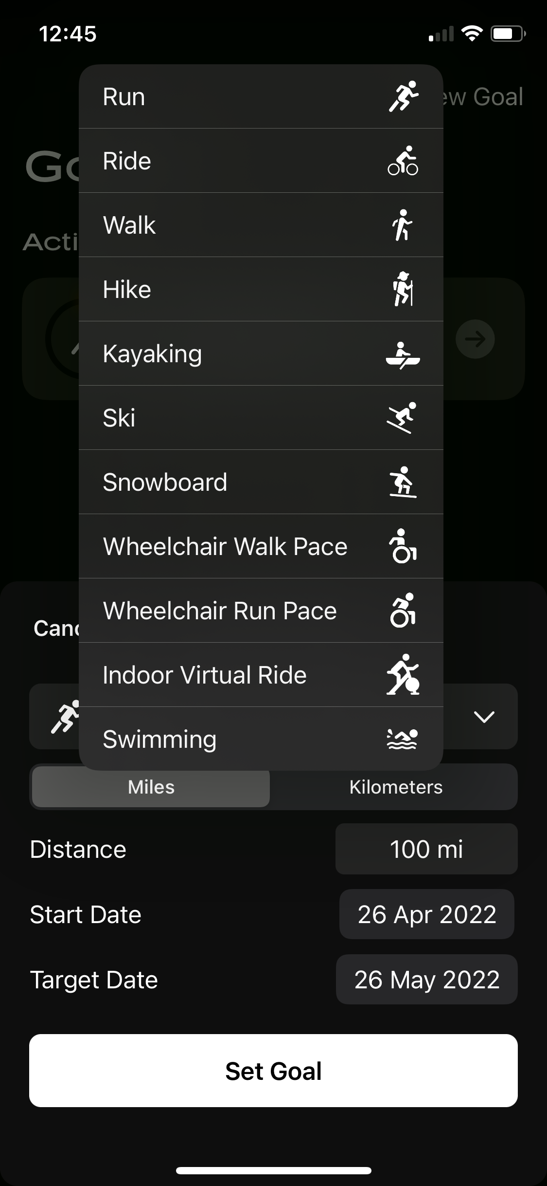 Screenshot of Select activity