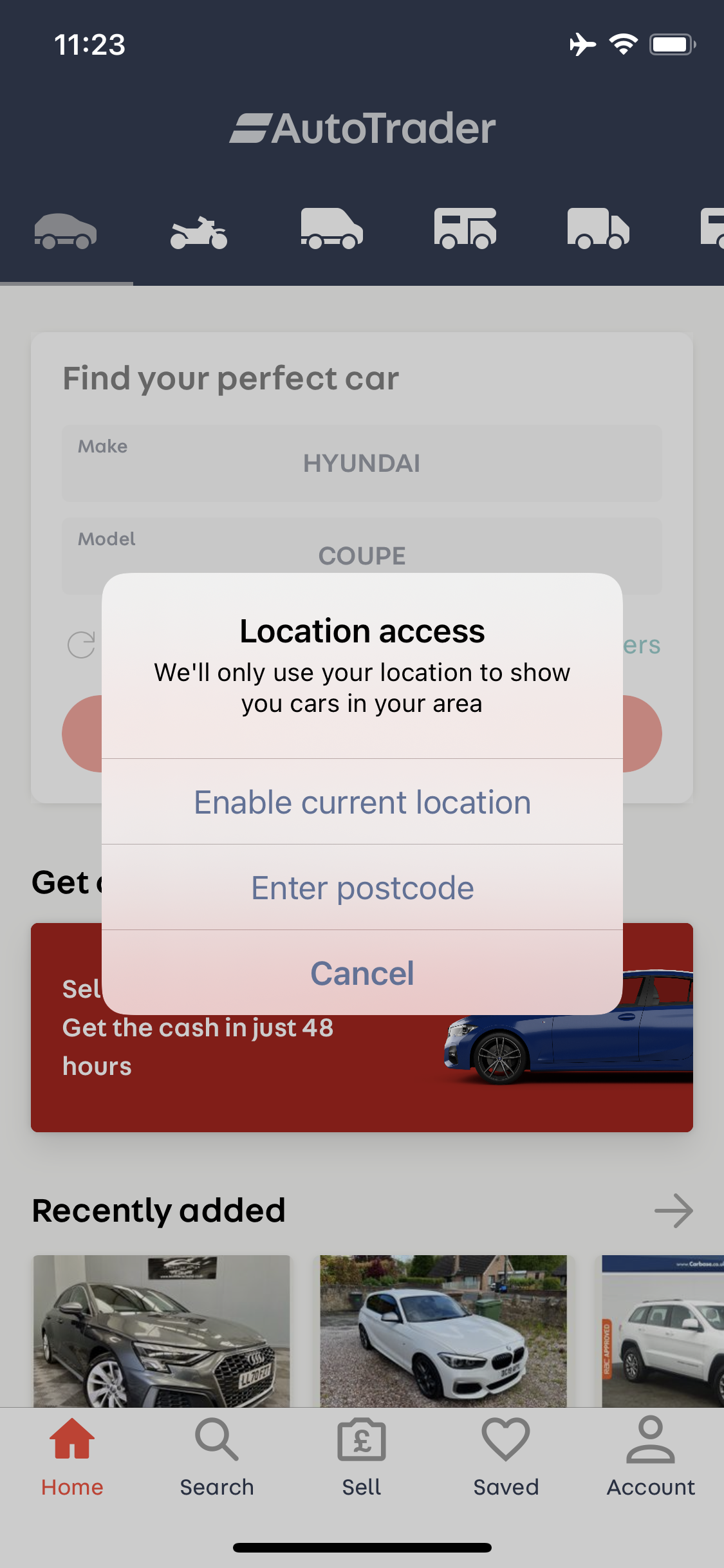 Screenshot of Enable location services