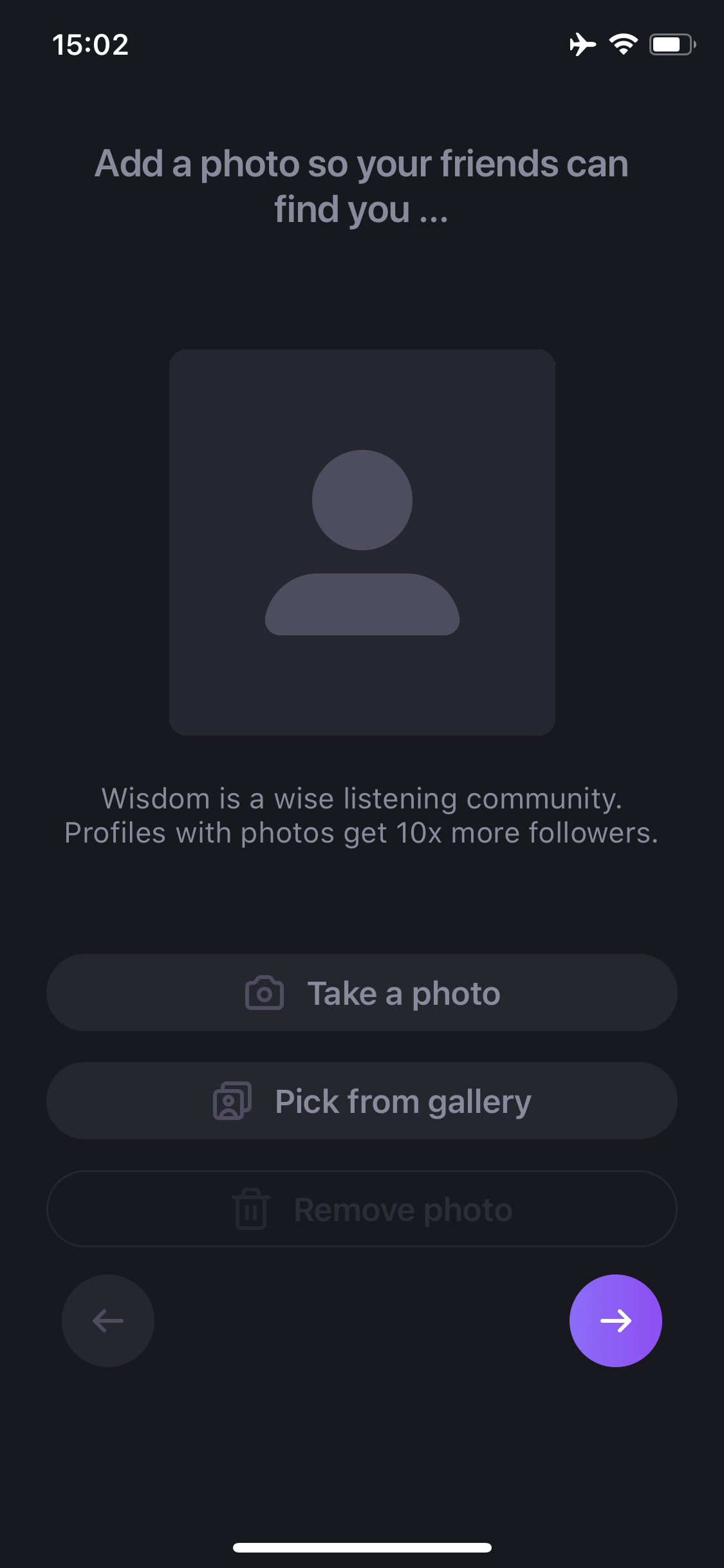 Screenshot of Add profile image