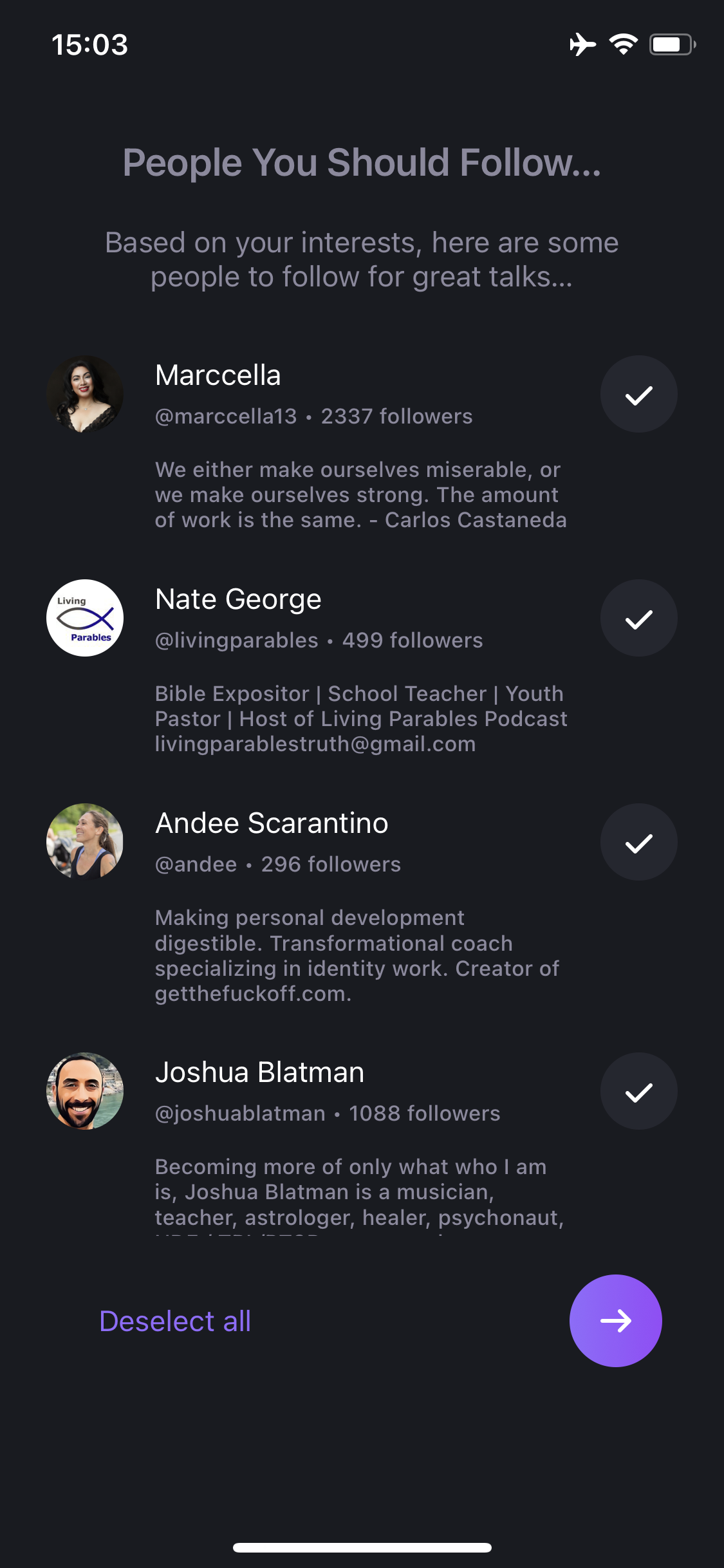 Screenshot of Follow people