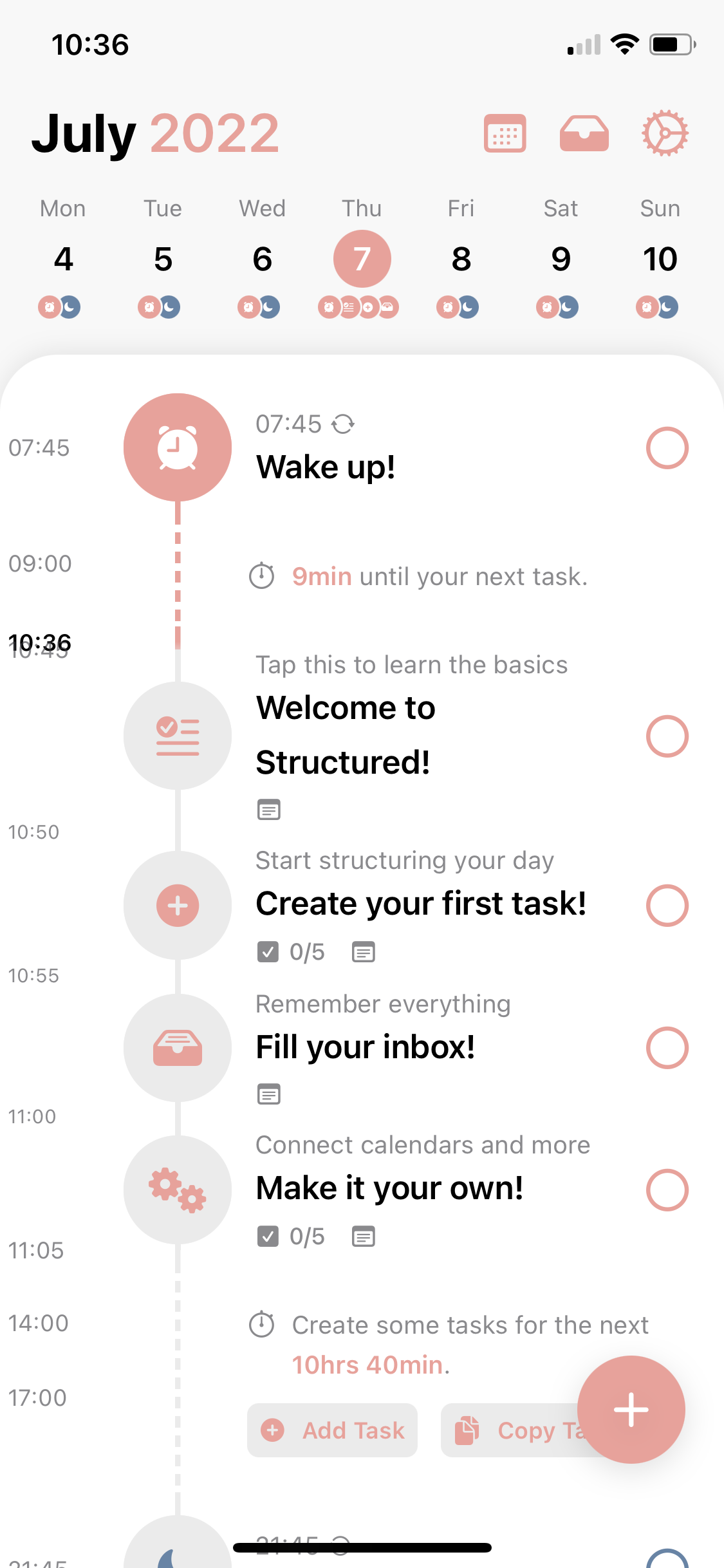 Screenshot of Tasks