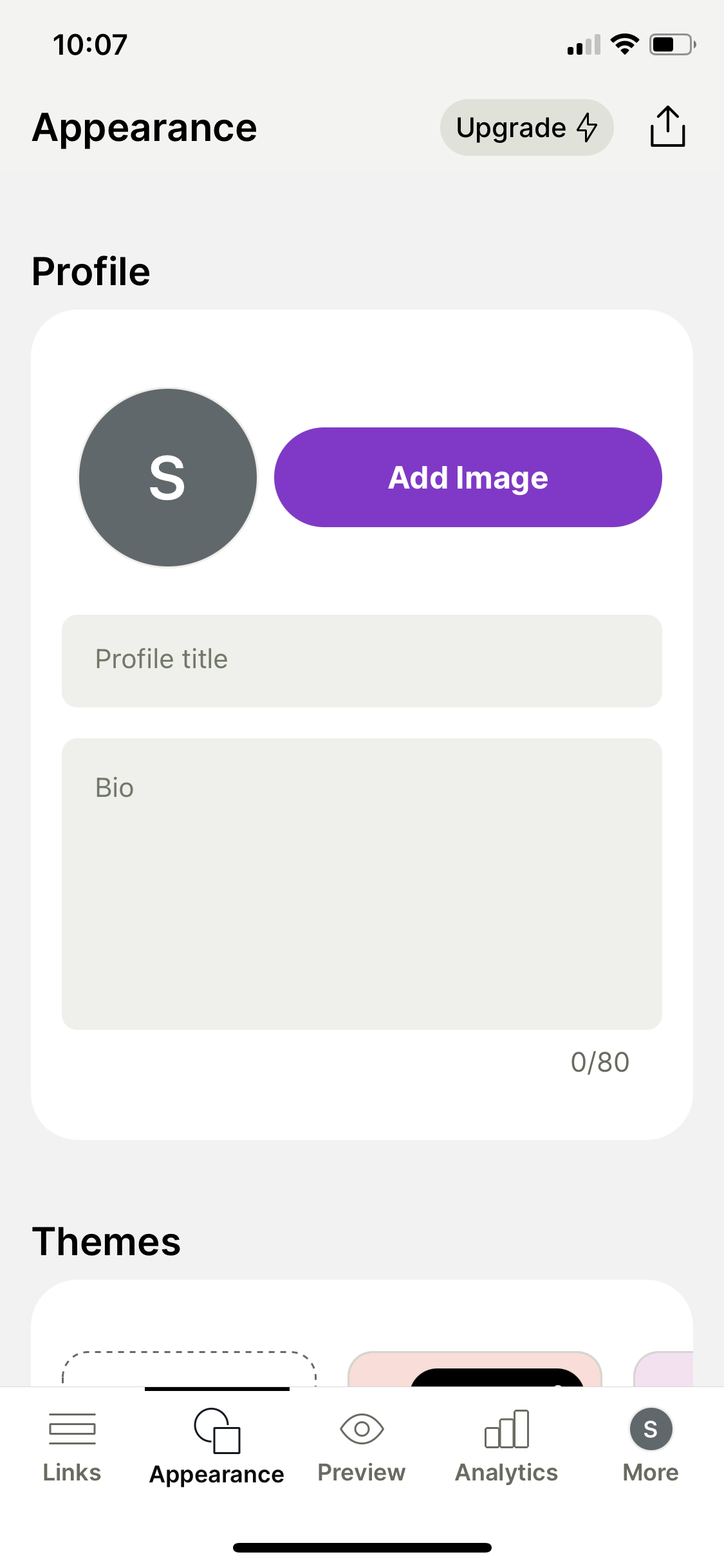 Screenshot of Edit profile