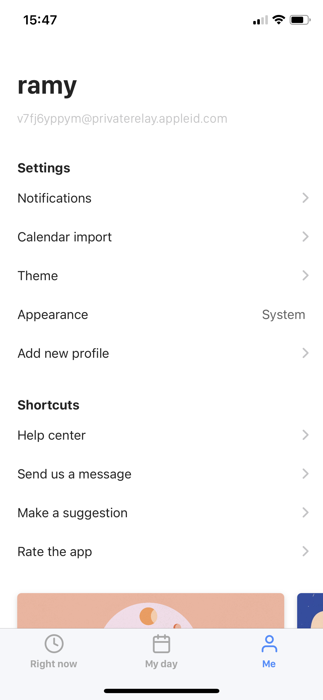 Screenshot of Settings