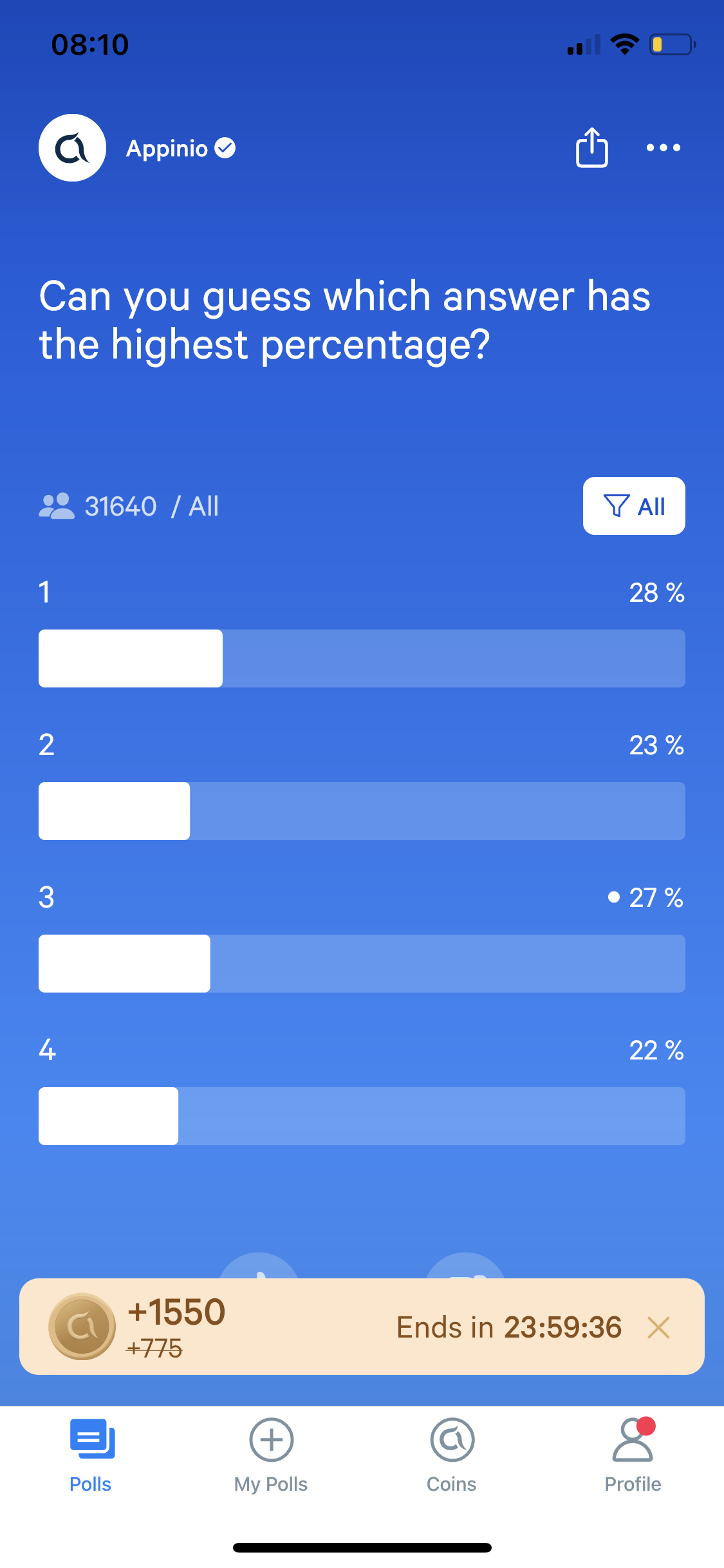 Screenshot of Poll results