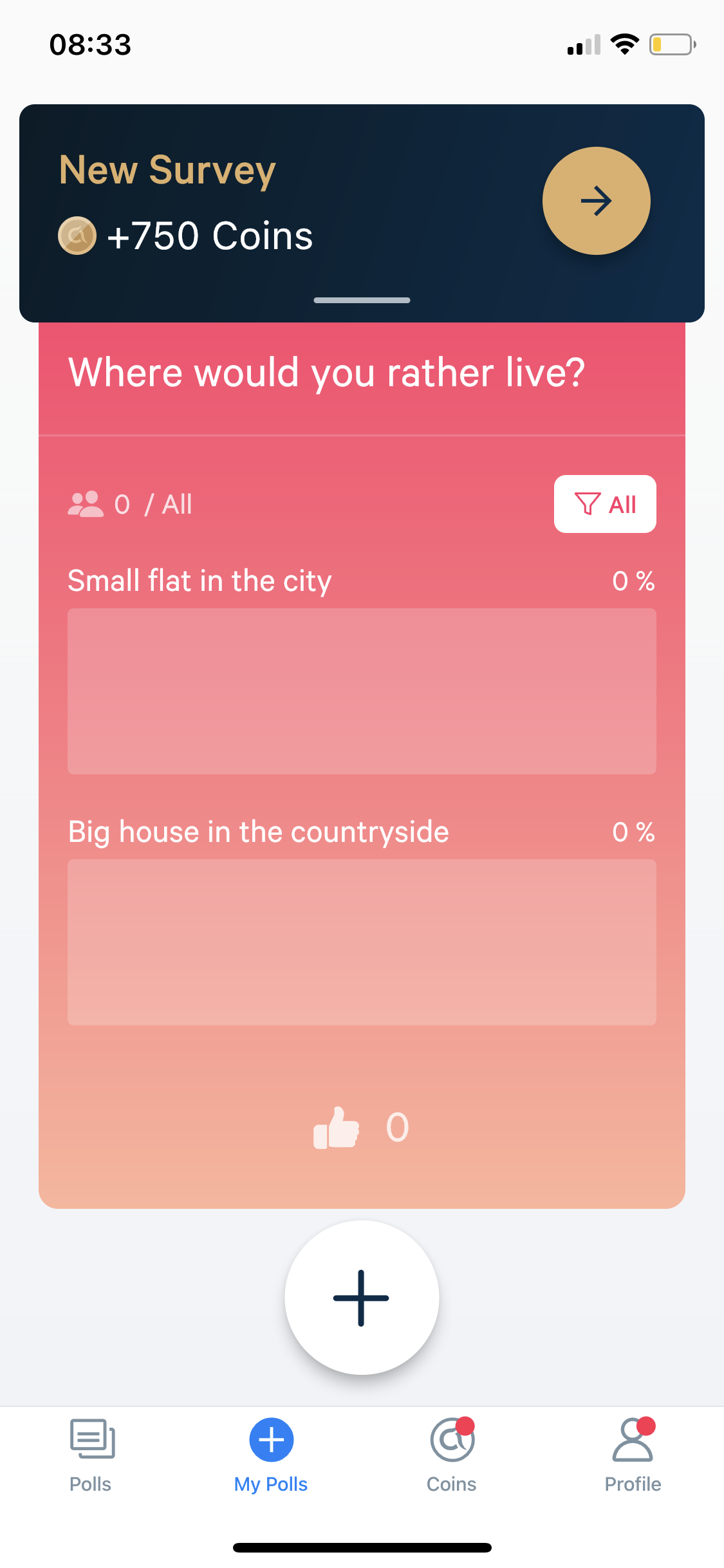 Screenshot of Survey created