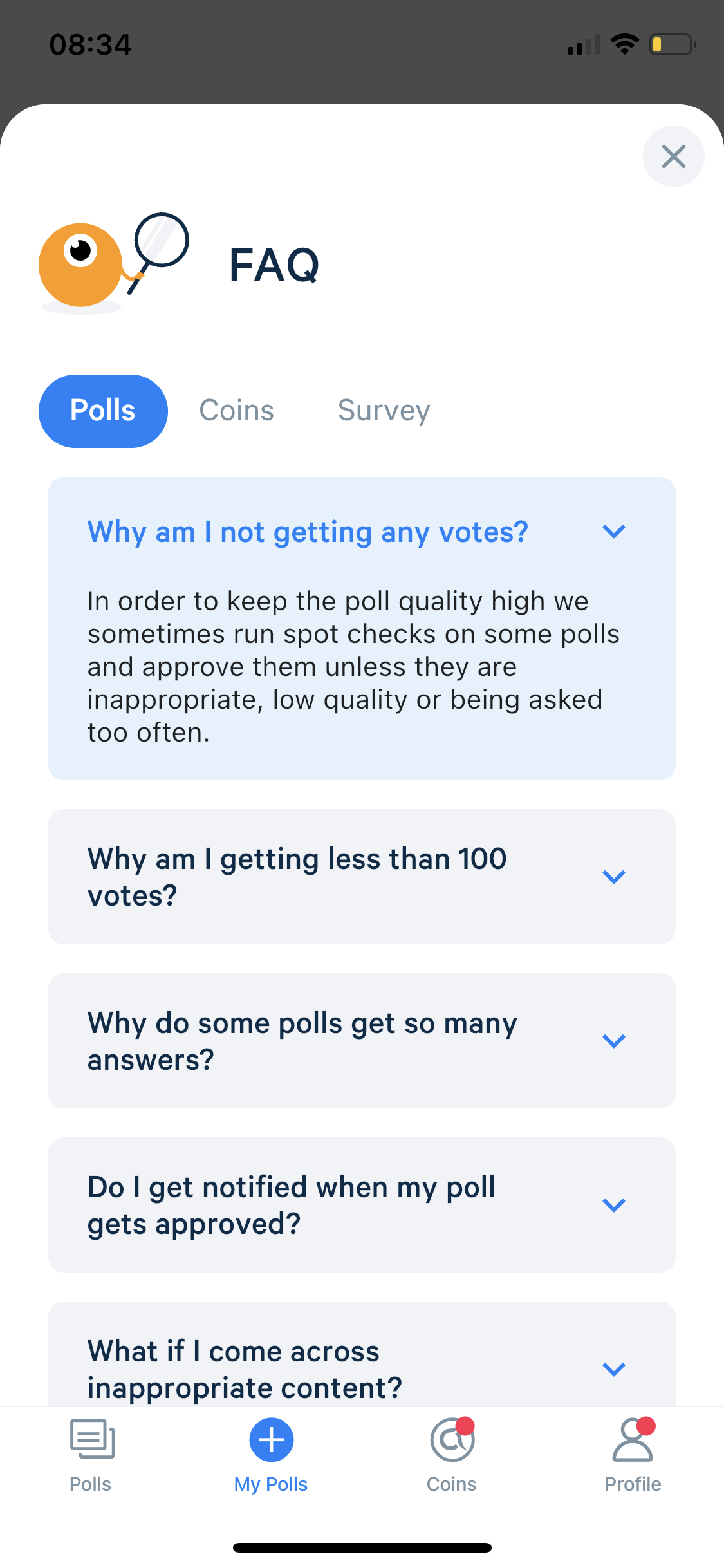 Screenshot of FAQ