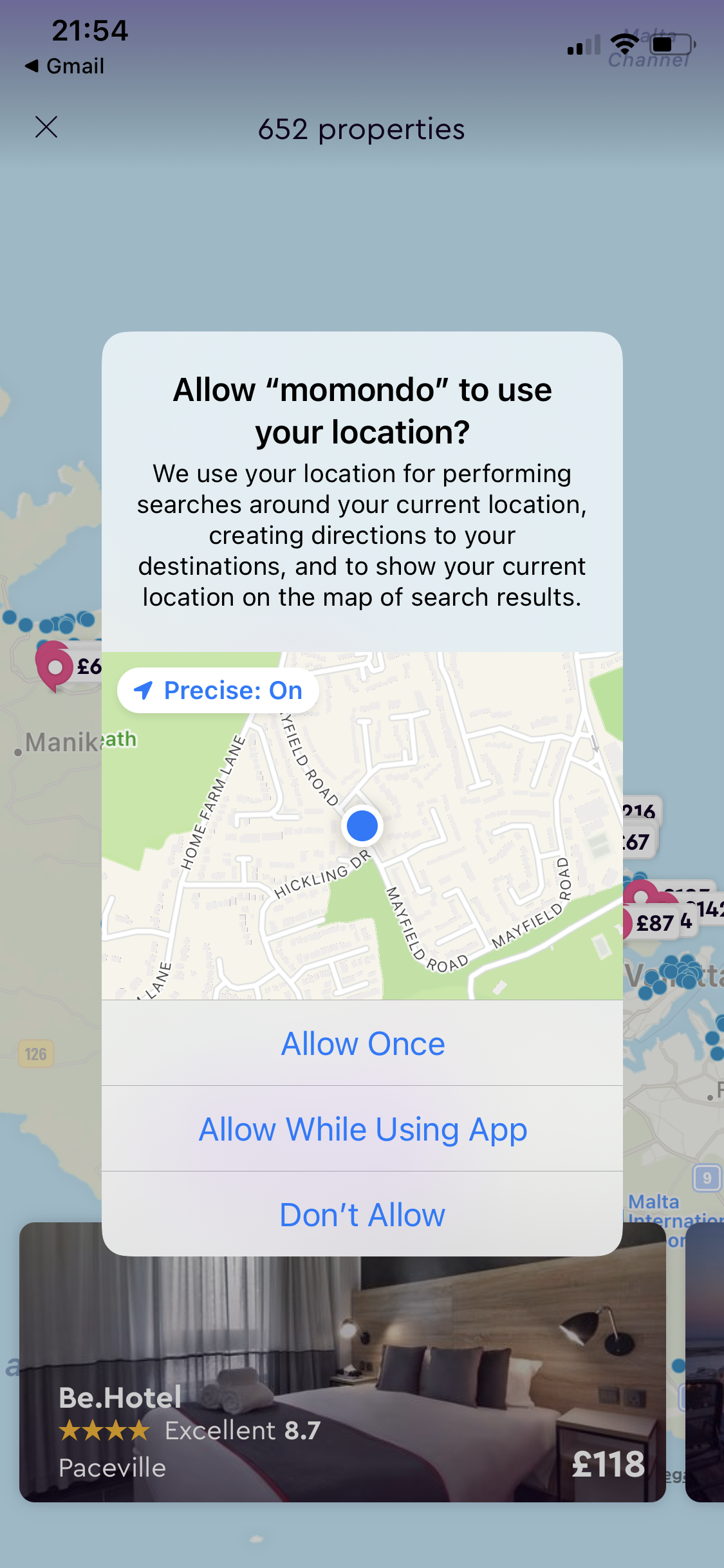 Screenshot of Enable location services